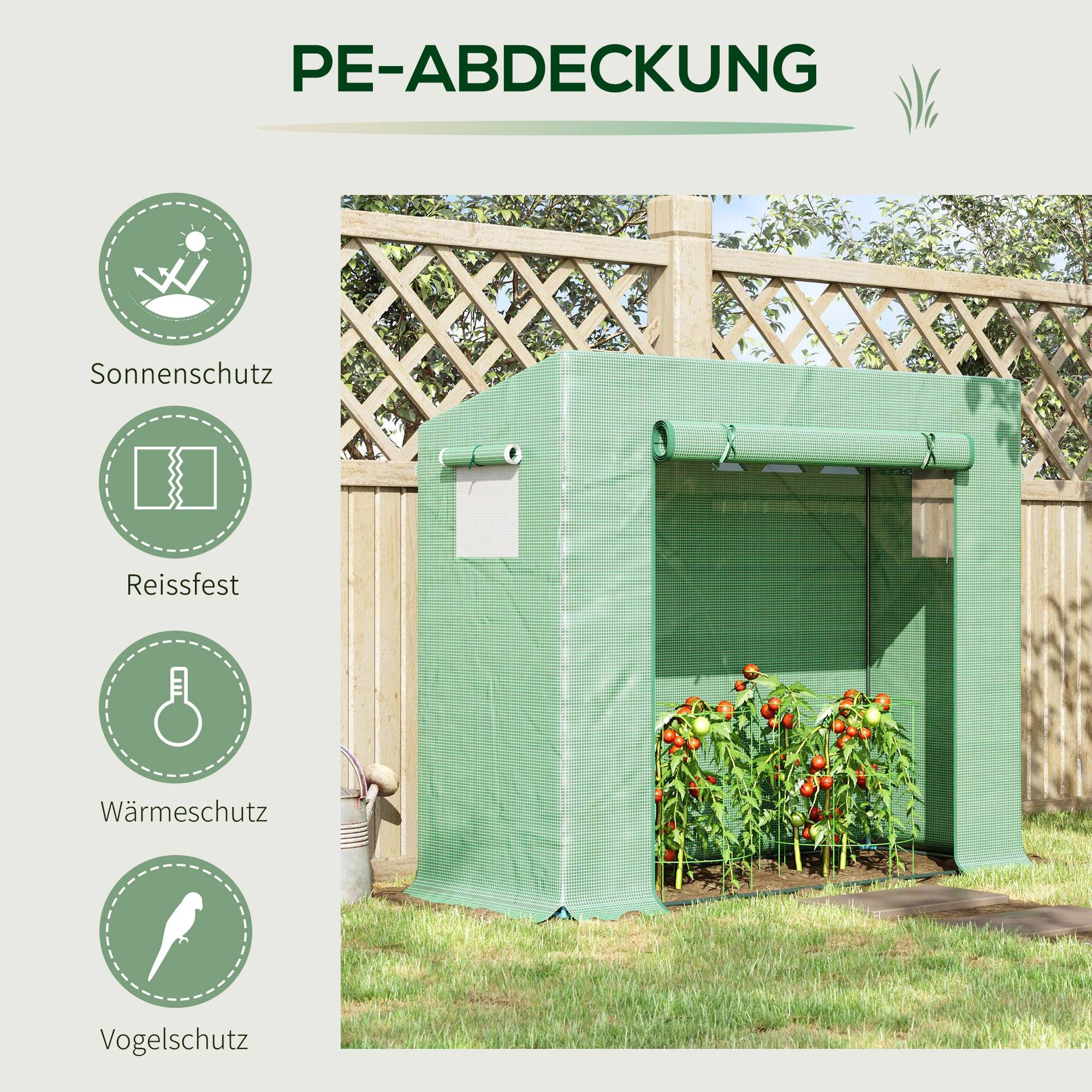Sans Marque - Serre aluminium porte enroulable fenêtres latérales acier plastique 200x76x168 cm verte serre jardin balcon - Image 6