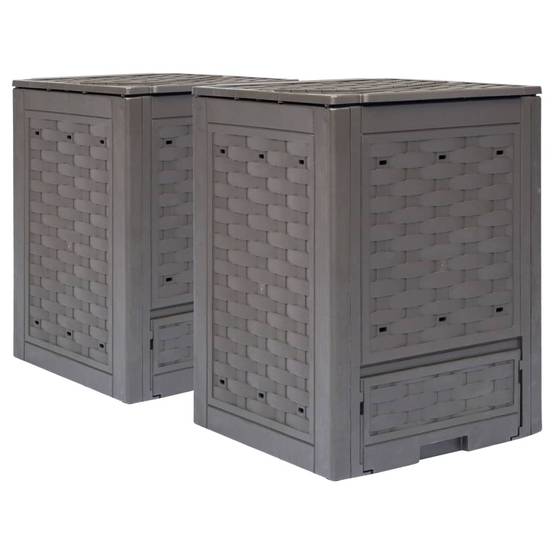 Composteurs de jardin plastique marron 60 x 60 x 83 cm - PANGIVO - Image 1