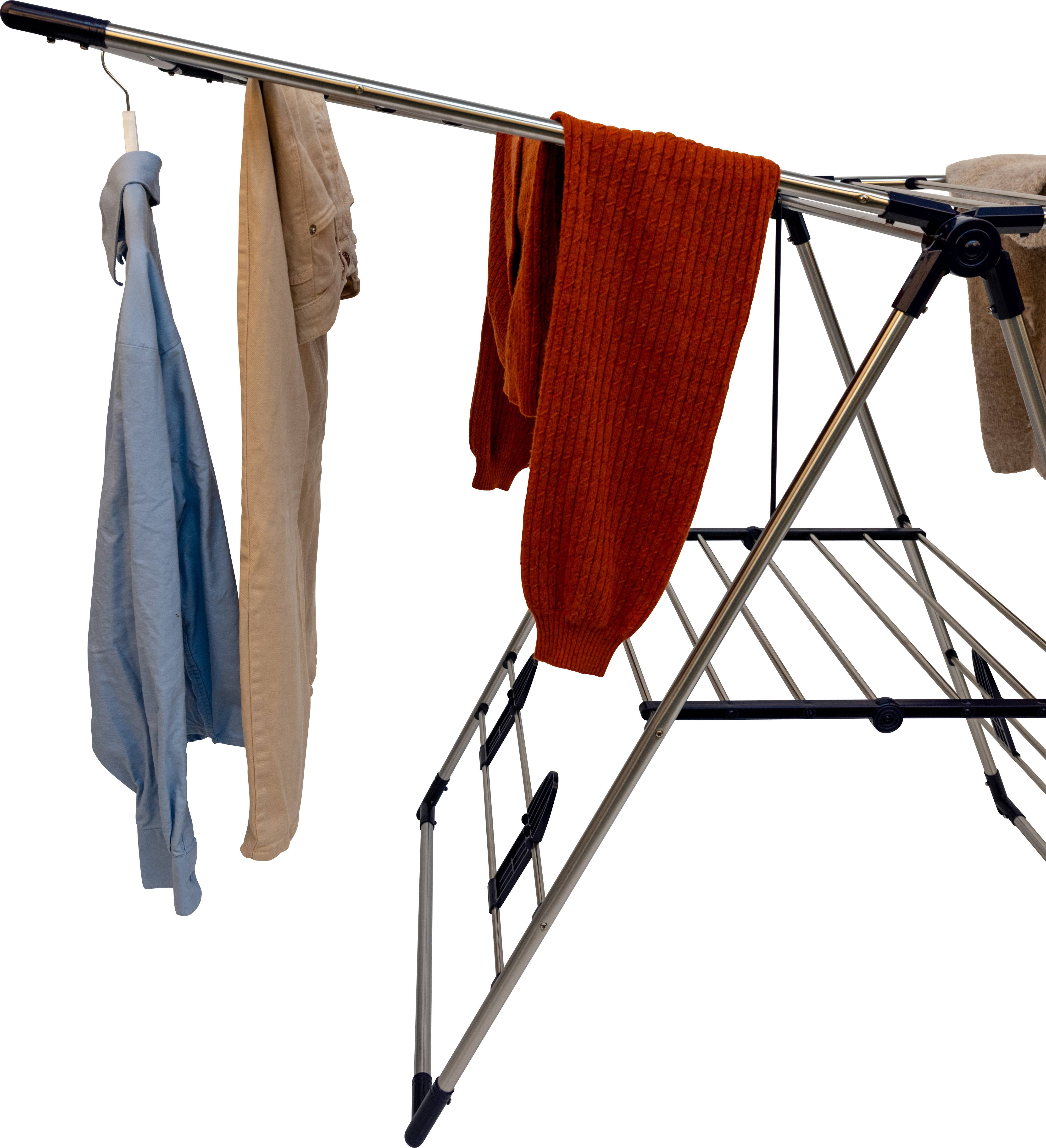 Séchoir linge modèle T inox avec porte-chaussures - PRACTO HOME - Image 10