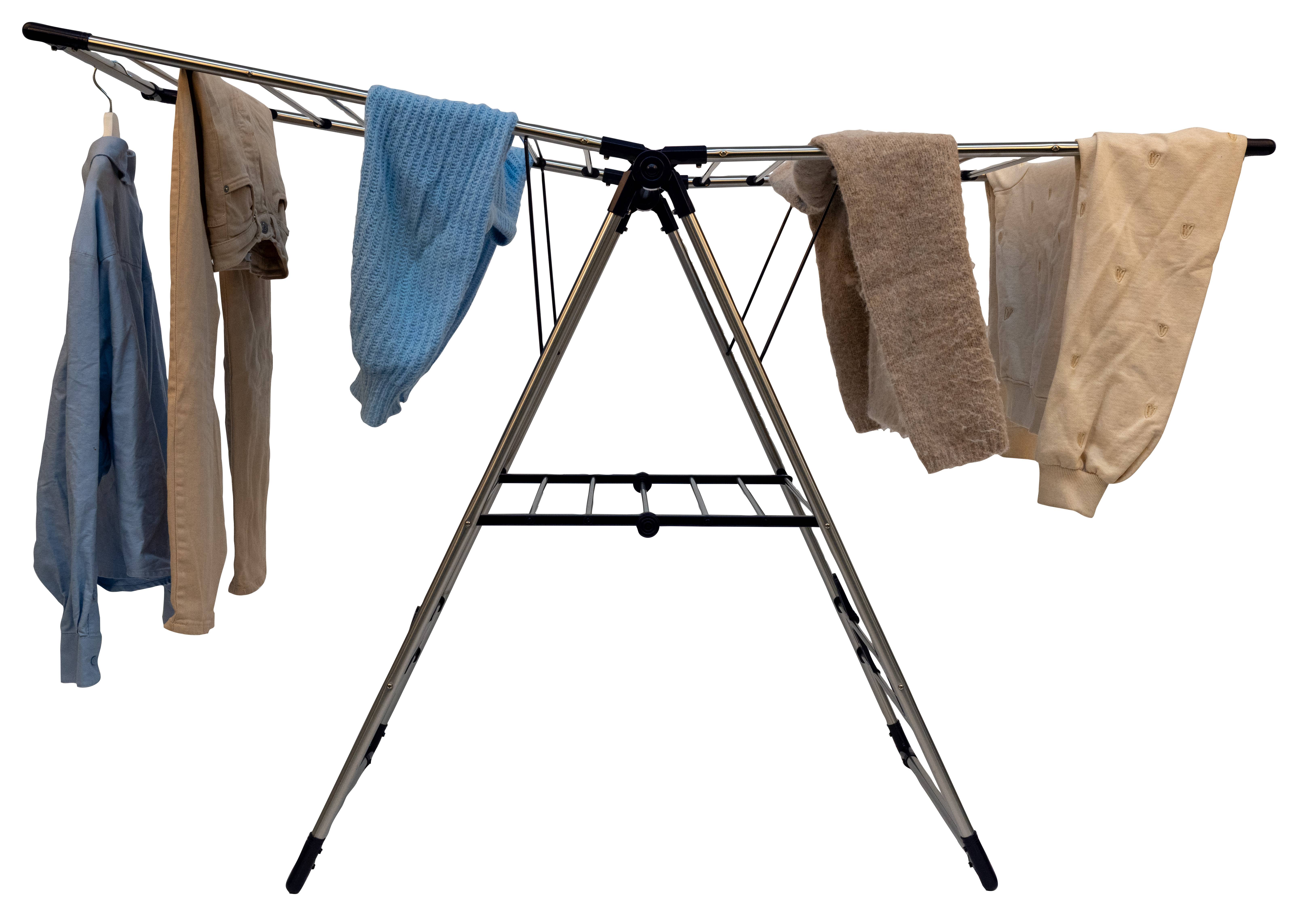 Séchoir linge modèle T inox avec porte-chaussures - PRACTO HOME - Image 2