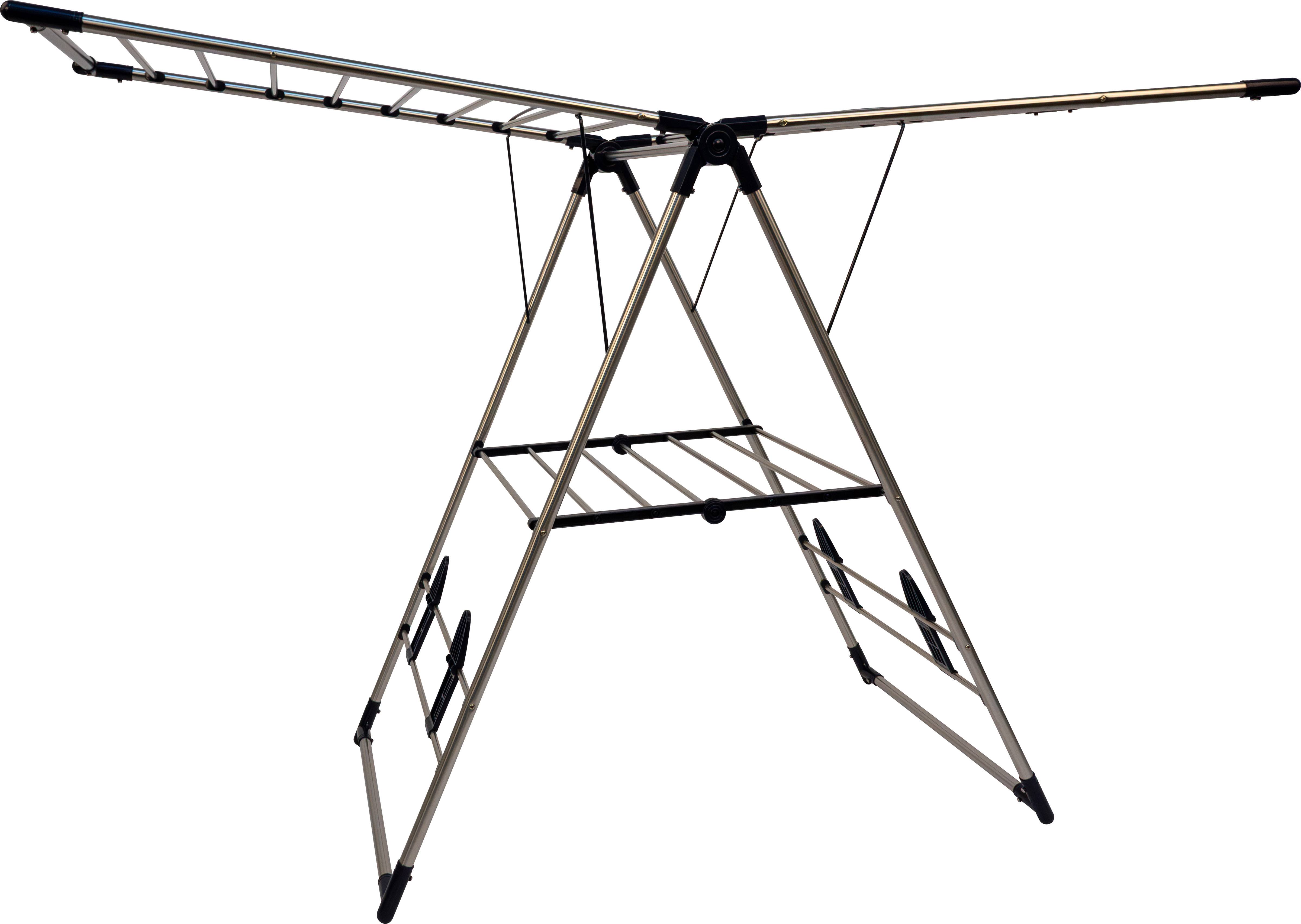 Séchoir linge modèle T inox avec porte-chaussures - PRACTO HOME - Image 1