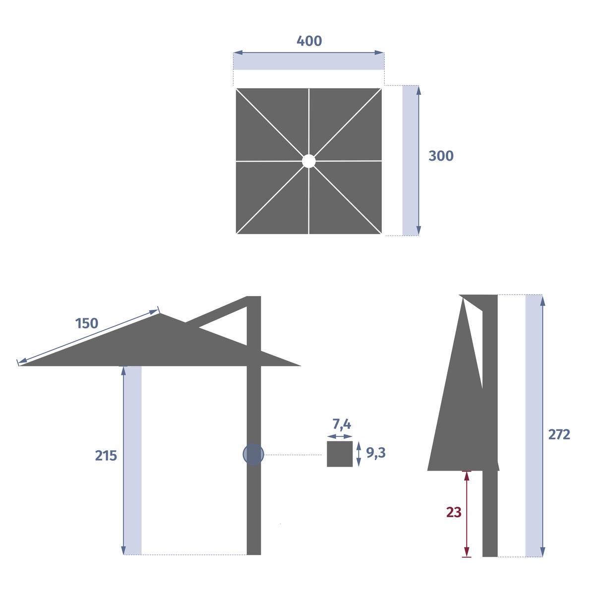 Hesperide - Parasol déporté rectangulaire "Melhia" lin 4x3m Hespéride - Image 8