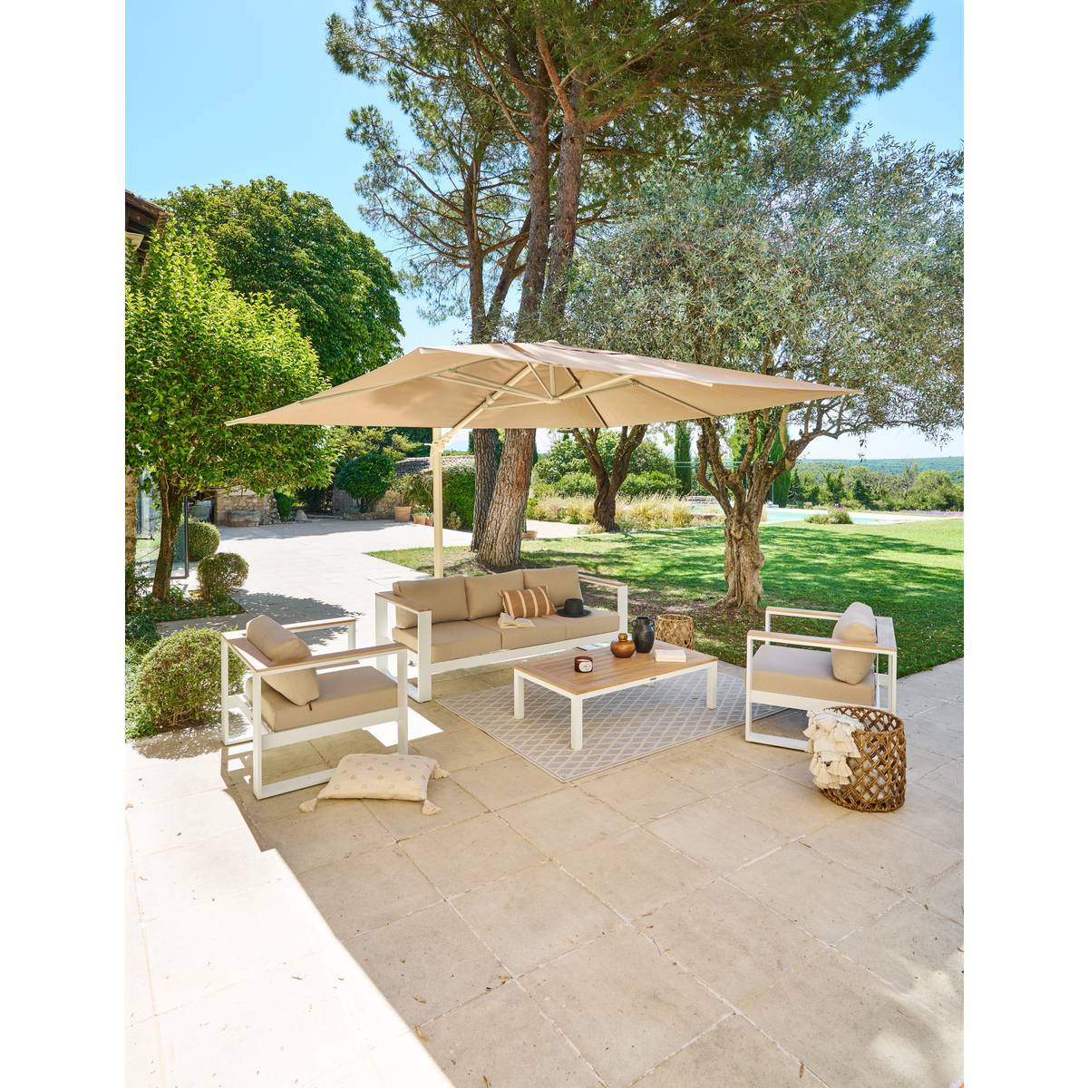 Hesperide - Parasol déporté rectangulaire "Melhia" lin 4x3m Hespéride