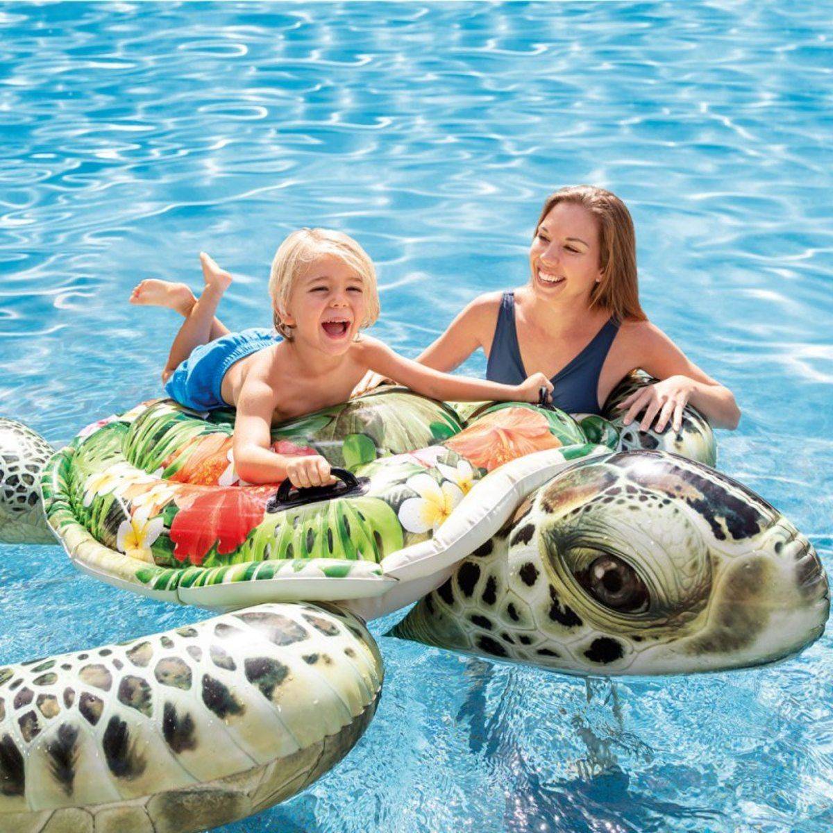 Intex - Bouée tortue à chevaucher - L 191 x l 170 cm - PVC - Vert - Image 3