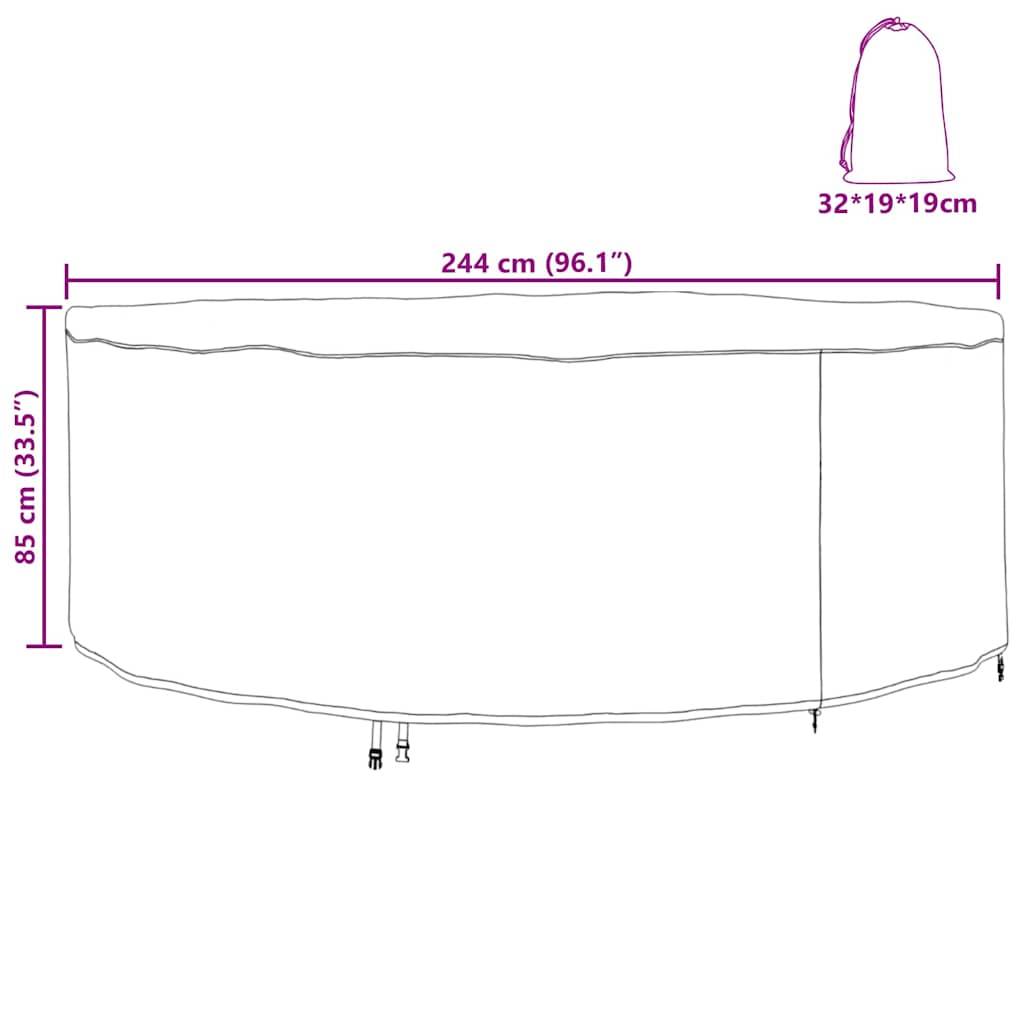 ComfortXL - Housse de Protection Ronde XXL Tissu Oxford 210D Anti-UV Imperméable pour Salon de Jardin Noir 244x244x85 cm – ComfortXL Outdoor Living - Image 6