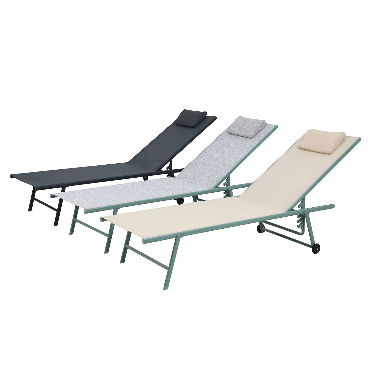 Autre - Lot de 2 transats inclinables et empilables - Anthracite - SUNNY - Image 4