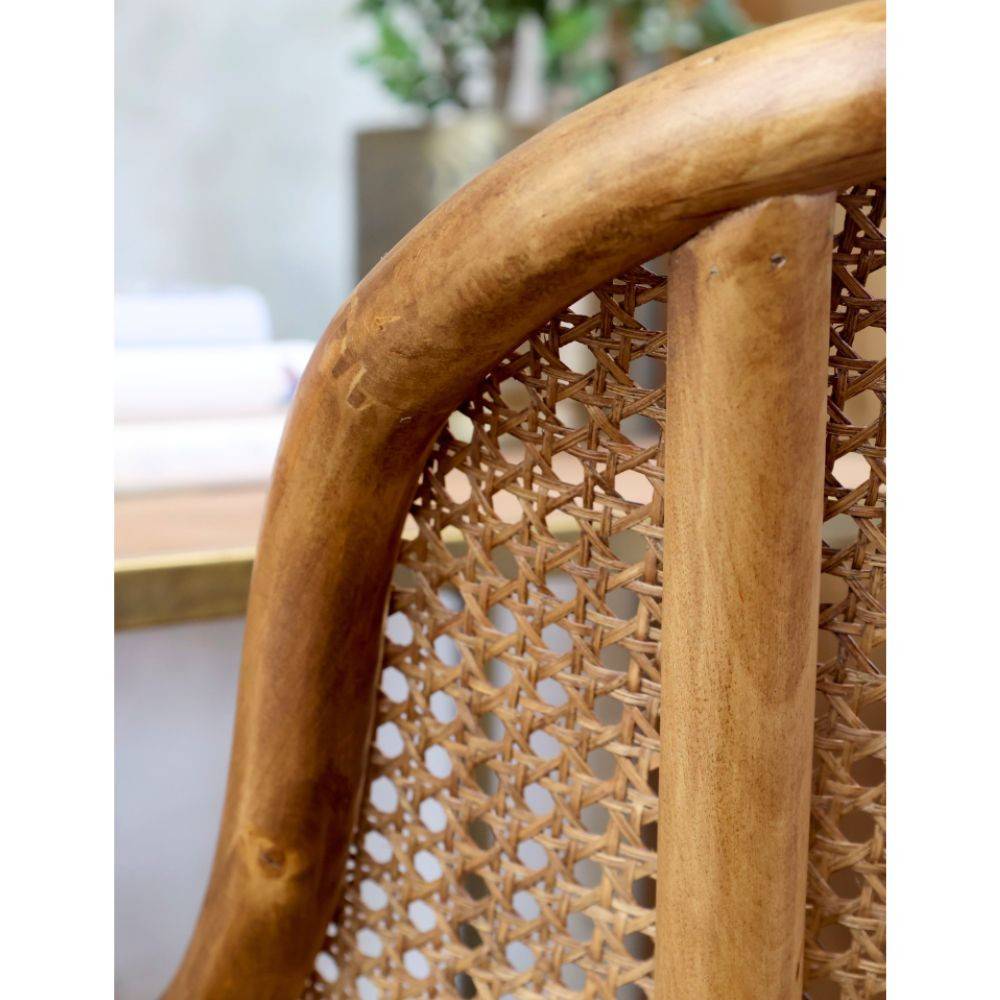 Chaise de bureau antique en rotin et bois de bouleau 62 x 62 x 92 cm Chemin de campagne - Image 5