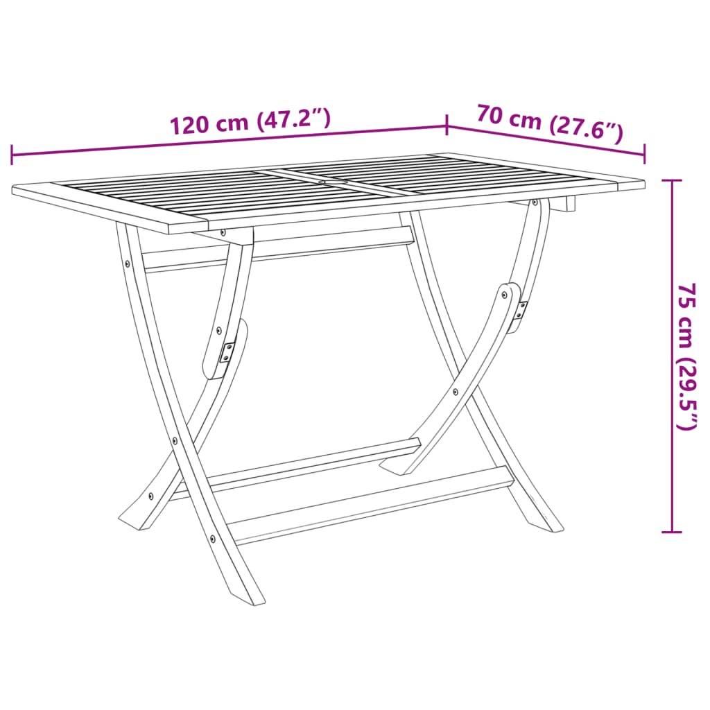 Table de jardin - Table Extérieure - Table De Patio pliable 120x70x75 cm Bois d'acacia massif - Image 7