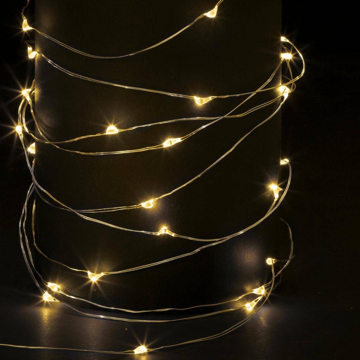 Fééric Lights & Christmas - Guirlande lumineuse intérieur 10m blanc chaud 100 LED à piles FEERIC LIGHTS & CHRISTMAS - Image 2