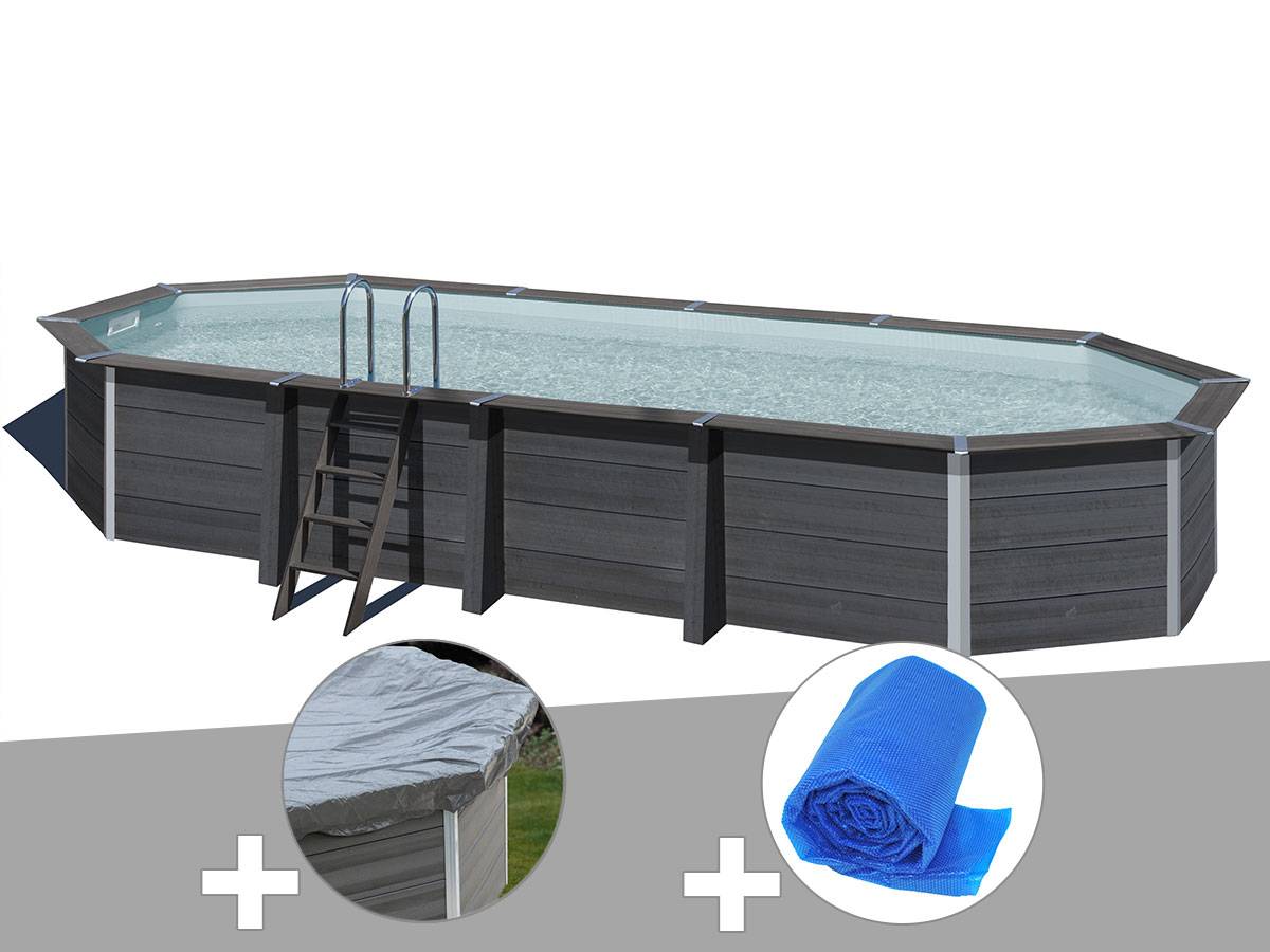 Gré - Kit piscine composite Gré Avant-Garde ovale 8,04 x 3,86 x 1,24 m + Bâche hiver + Bâche à bulles