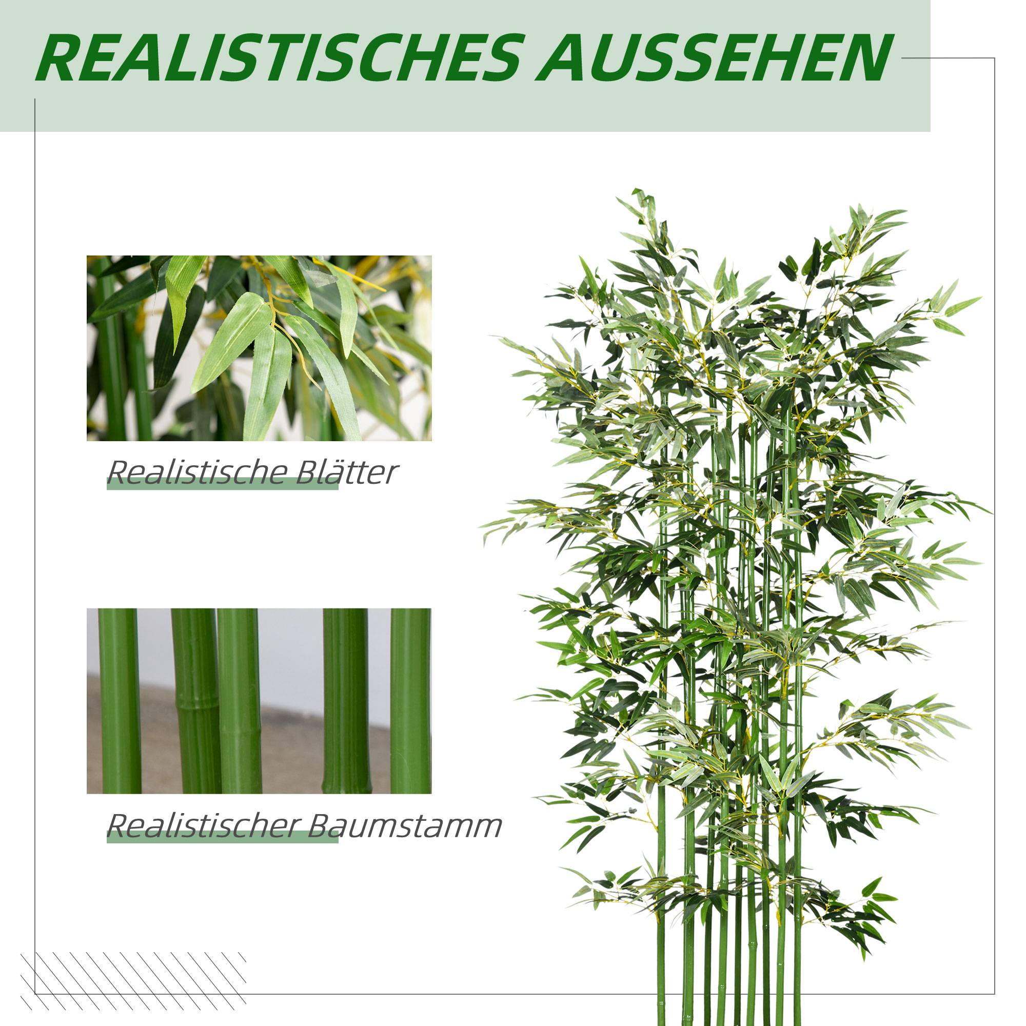 Sans Marque - Bambou artificiel, plante déco, aspect réel, facile, pour maison, 180 cm, vert - Image 6
