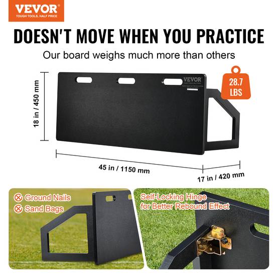 VEVOR Planche rebond football 115x45cm PEHD, 2 angles, entraînement passe/tir, enfants/adultes. - Image 2