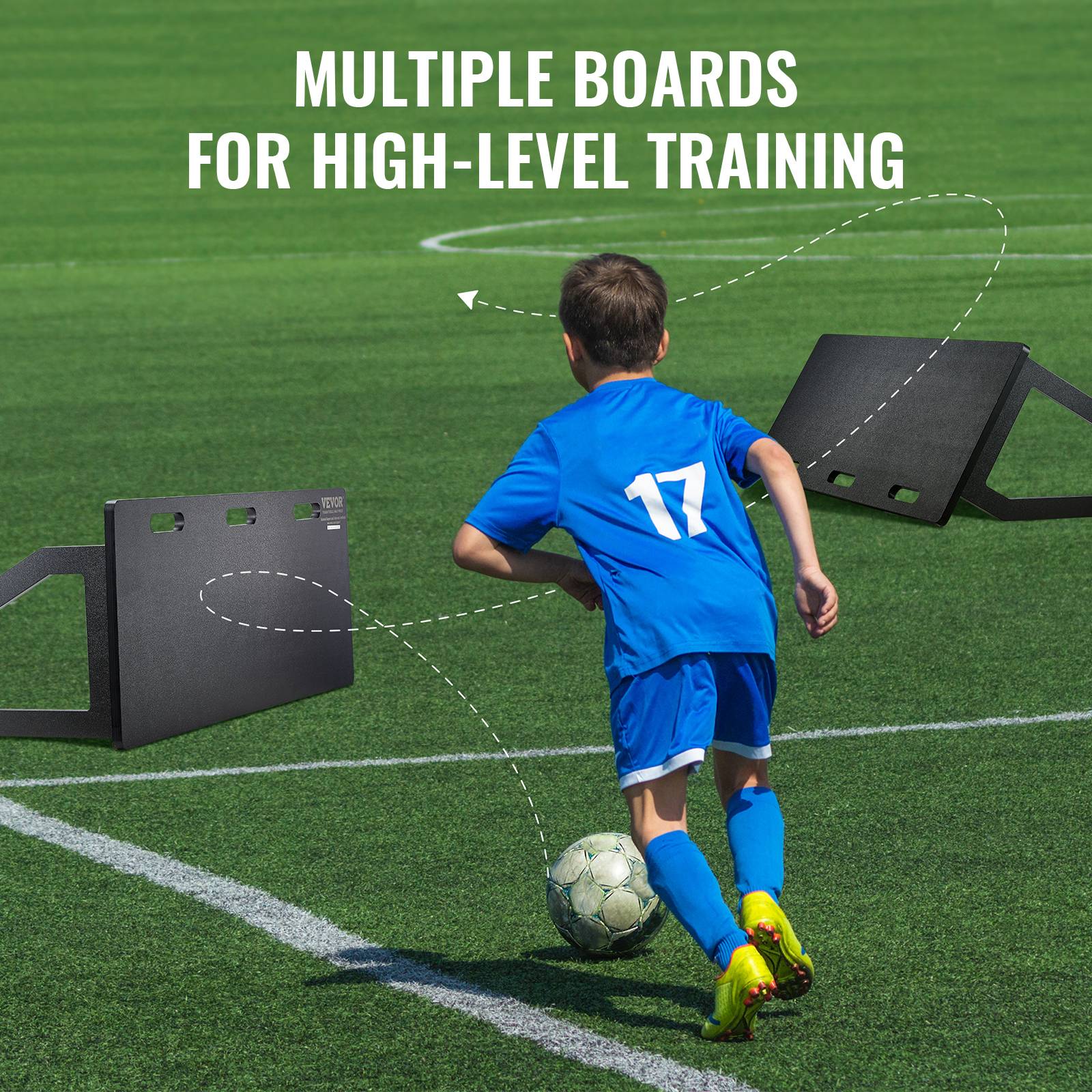 VEVOR Planche rebond football 115x45cm PEHD, 2 angles, entraînement passe/tir, enfants/adultes. - Image 6