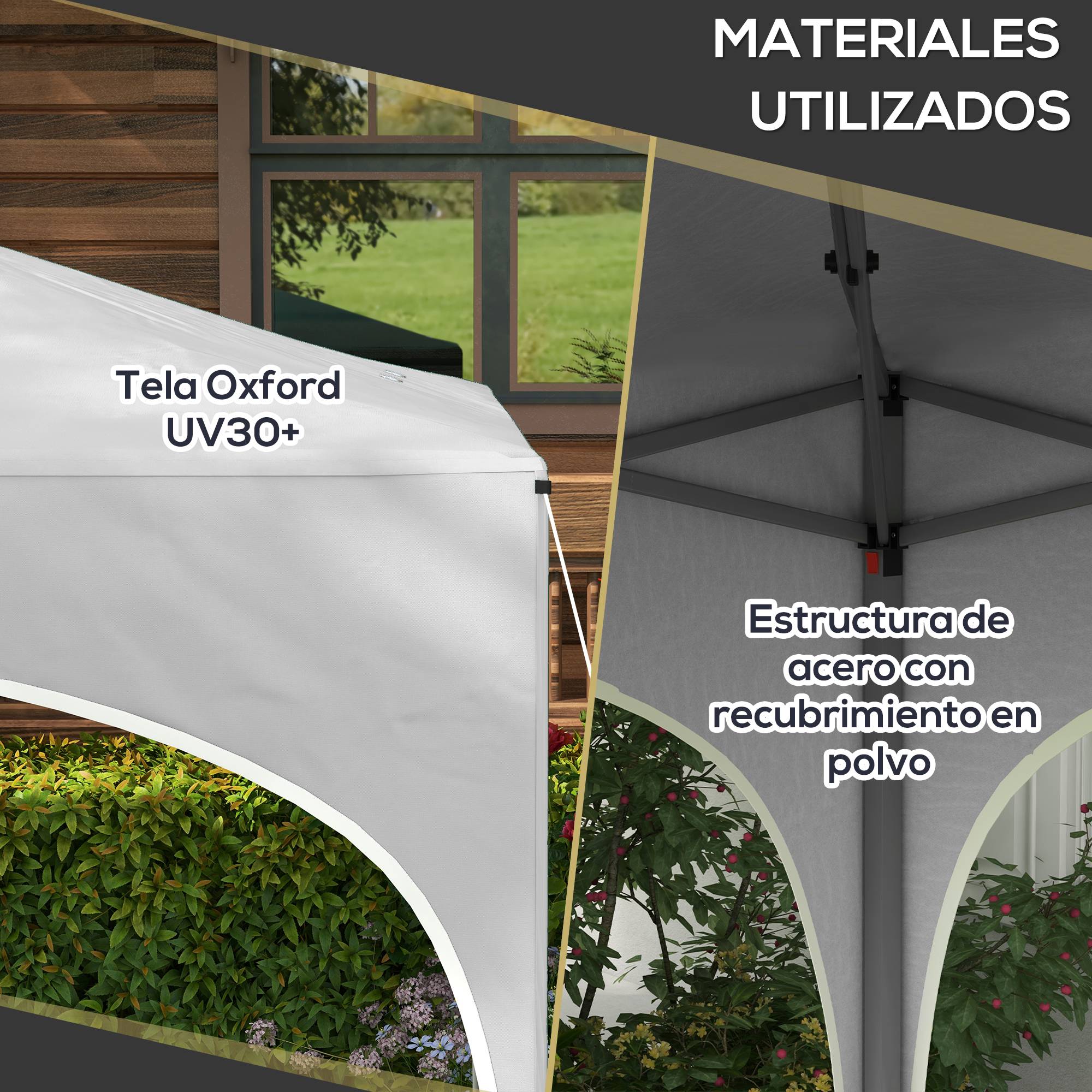 Tonnelle de jardin pliante à hauteur réglable, sac de transport étanche, résistante aux UV et sacs de lestage, blanche - Image 9