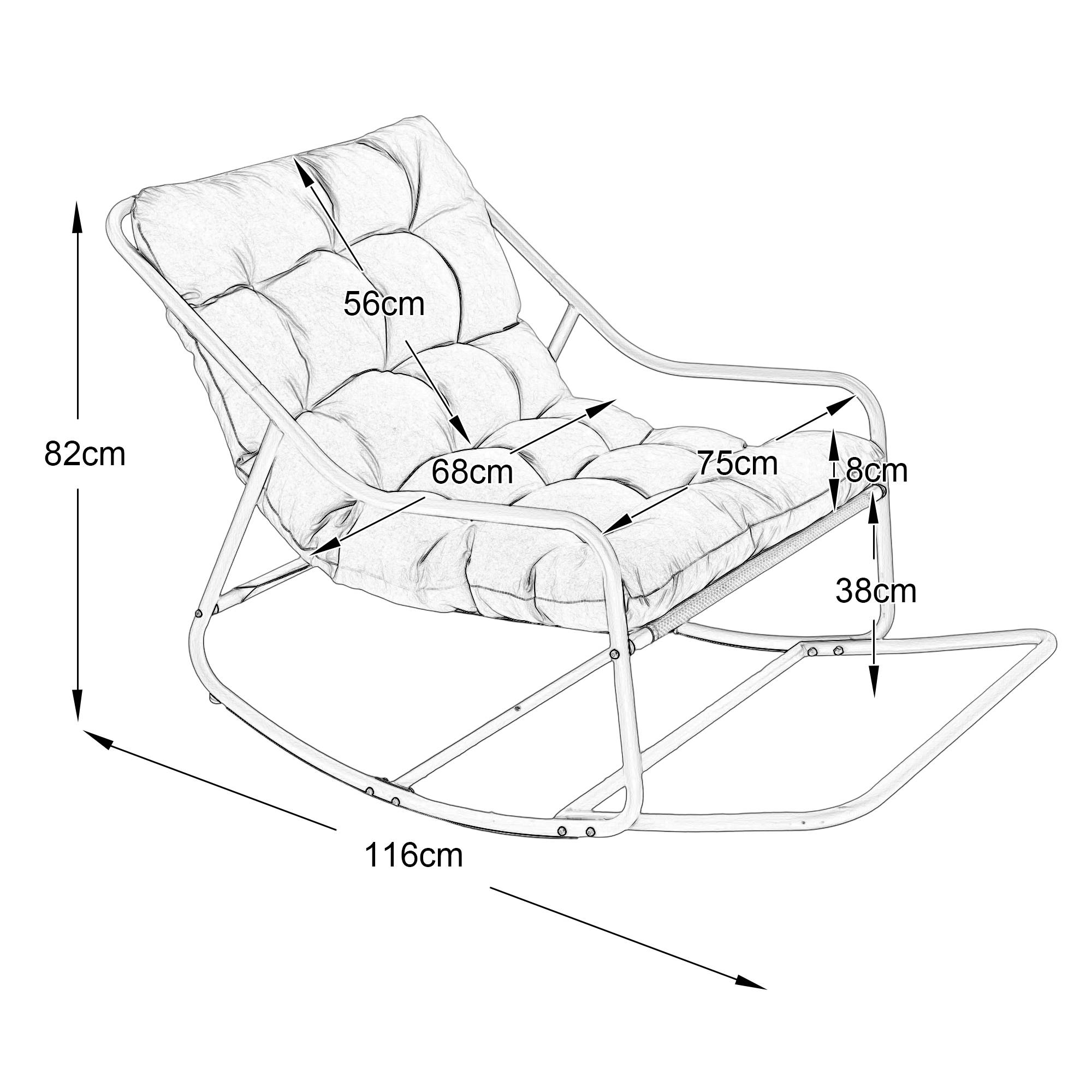 Fauteuil à bascule en acier pour salon et jardin avec coussin épais bleu marine - ComfortXL Outdoor Living - Image 2
