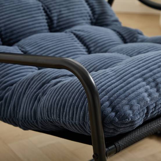 Fauteuil à bascule en acier pour salon et jardin avec coussin épais bleu marine - ComfortXL Outdoor Living - Image 7