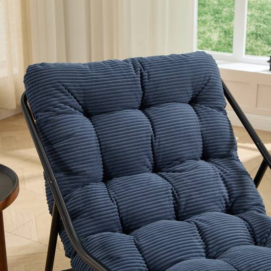 Fauteuil à bascule en acier pour salon et jardin avec coussin épais bleu marine - ComfortXL Outdoor Living - Image 8