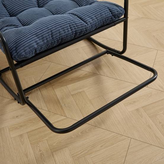 Fauteuil à bascule en acier pour salon et jardin avec coussin épais bleu marine - ComfortXL Outdoor Living - Image 6