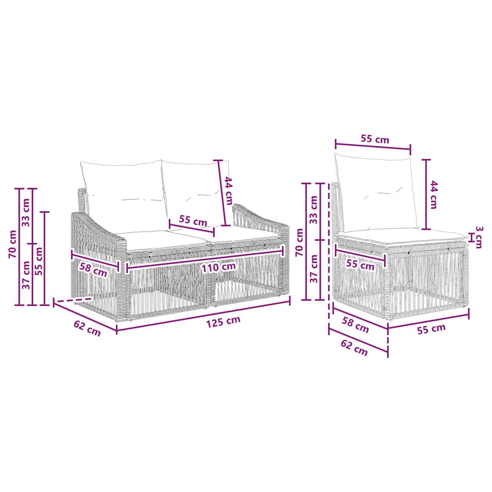 Vidaxl - Ensemble de canapé de jardin 4 pcs-Salons de jardin 4 place Beige polyrotin 362986 - Image 7