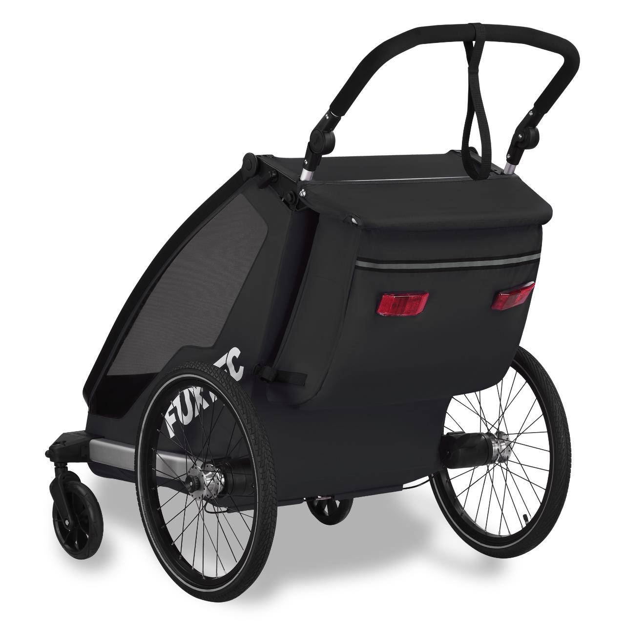 FUXTEC - Remorque vélo noire - FUXTEC Sport Cruiser - charge max. 45kg, 2 ceintures 5 points, Enfants Poussette Pliable - Image 2