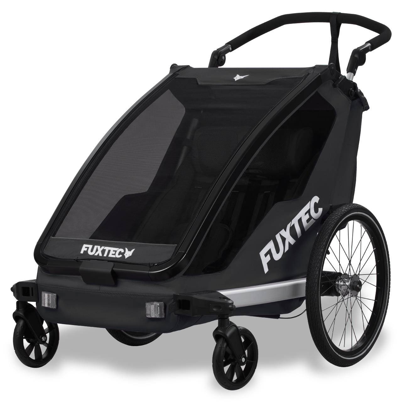 FUXTEC - Remorque vélo noire - FUXTEC Sport Cruiser - charge max. 45kg, 2 ceintures 5 points, Enfants Poussette Pliable - Image 1