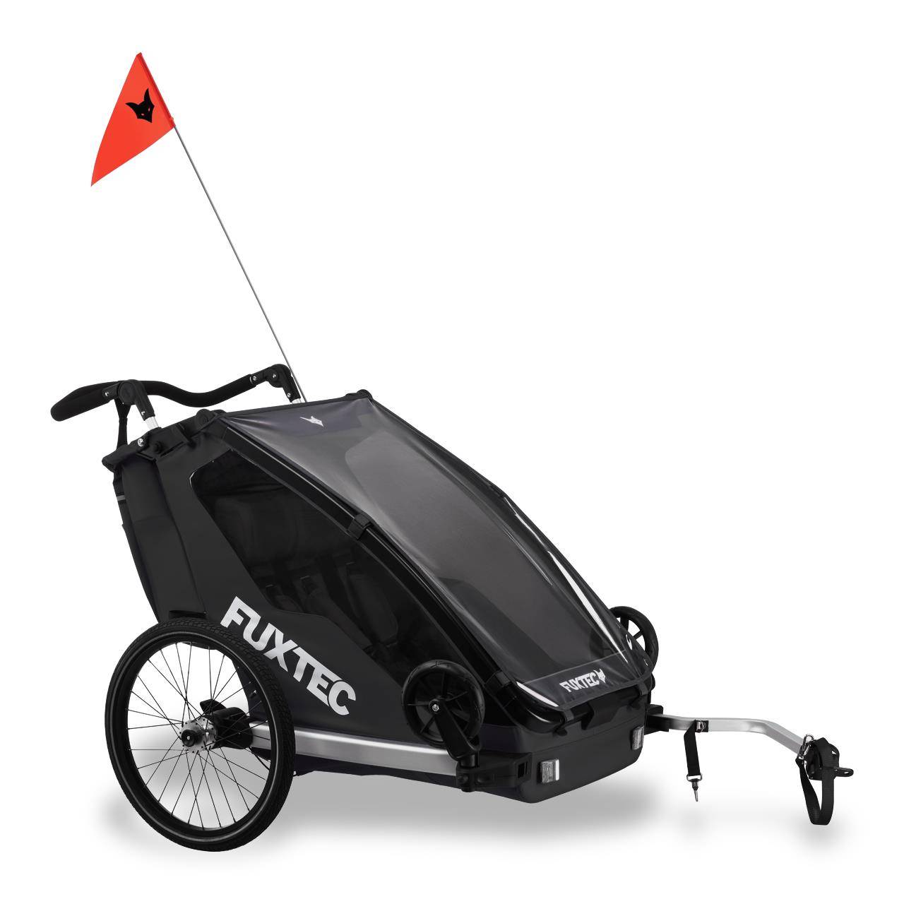 FUXTEC - Remorque vélo noire - FUXTEC Sport Cruiser - charge max. 45kg, 2 ceintures 5 points, Enfants Poussette Pliable - Image 4