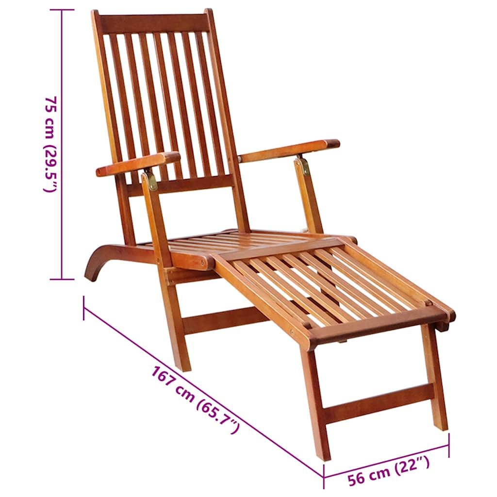 Chaise longue | Transat | Bain de soleil d'extérieur repose-pied et coussin Acacia solide - Image 10