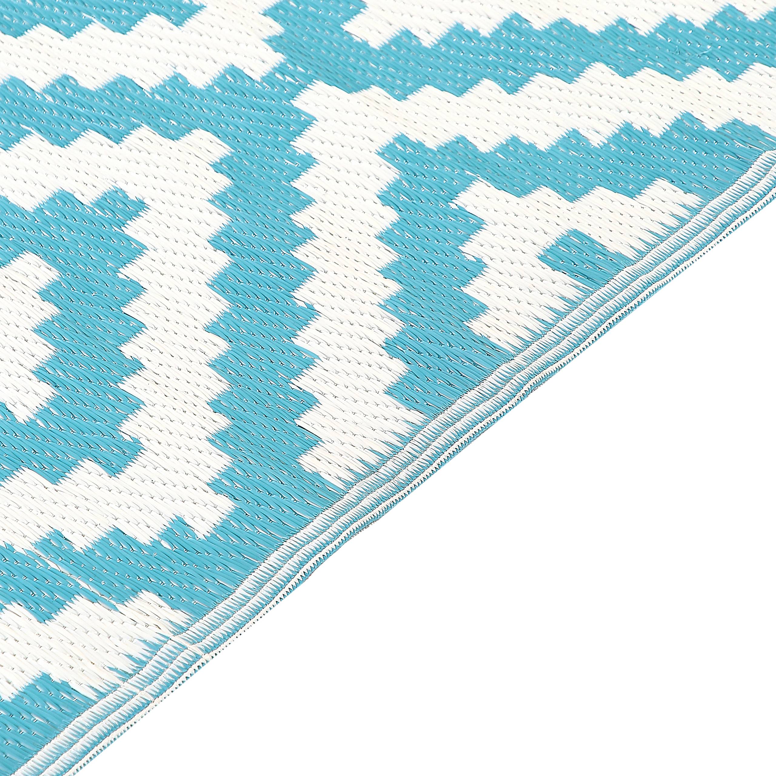 Beliani - Tapis Extérieur et Intérieur Bleu Clair et Blanc en Polypropylène Motif Losanges pour Salon ou Balcon Scandinave et Boho 120 x 180 cm Beliani - Image 4