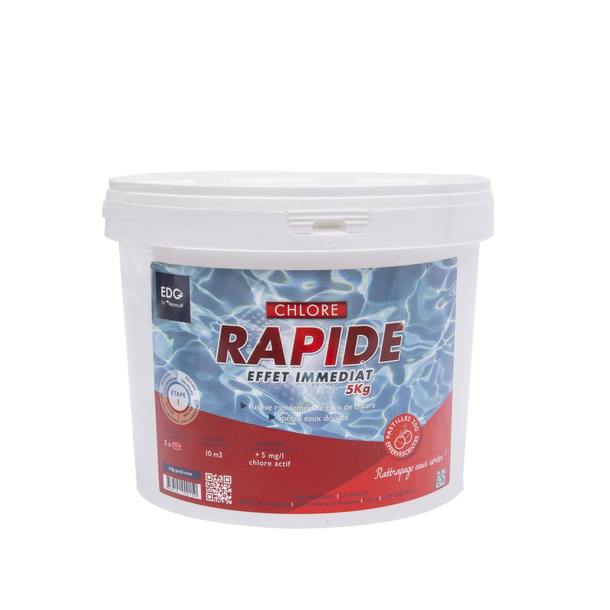 Aqualux - Chlore rapide, pastilles 20G, seau de 5KG, EDG, pour stabilisation du PH - AQUALUX - 200015 - Image 3