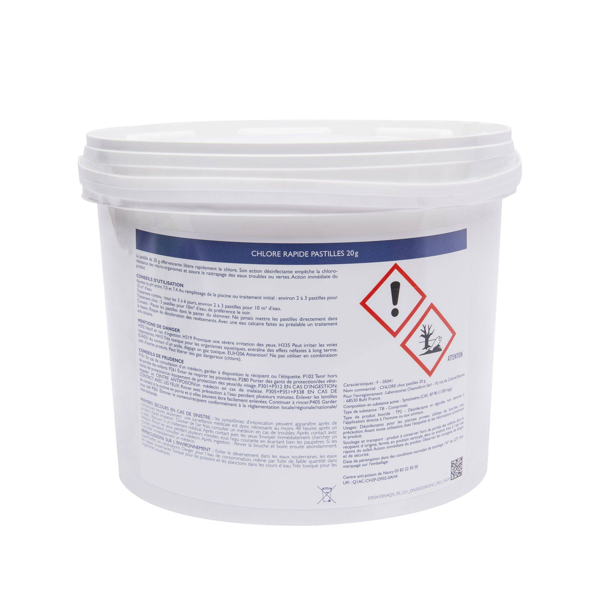 Aqualux - Chlore rapide, pastilles 20G, seau de 5KG, EDG, pour stabilisation du PH - AQUALUX - 200015 - Image 2