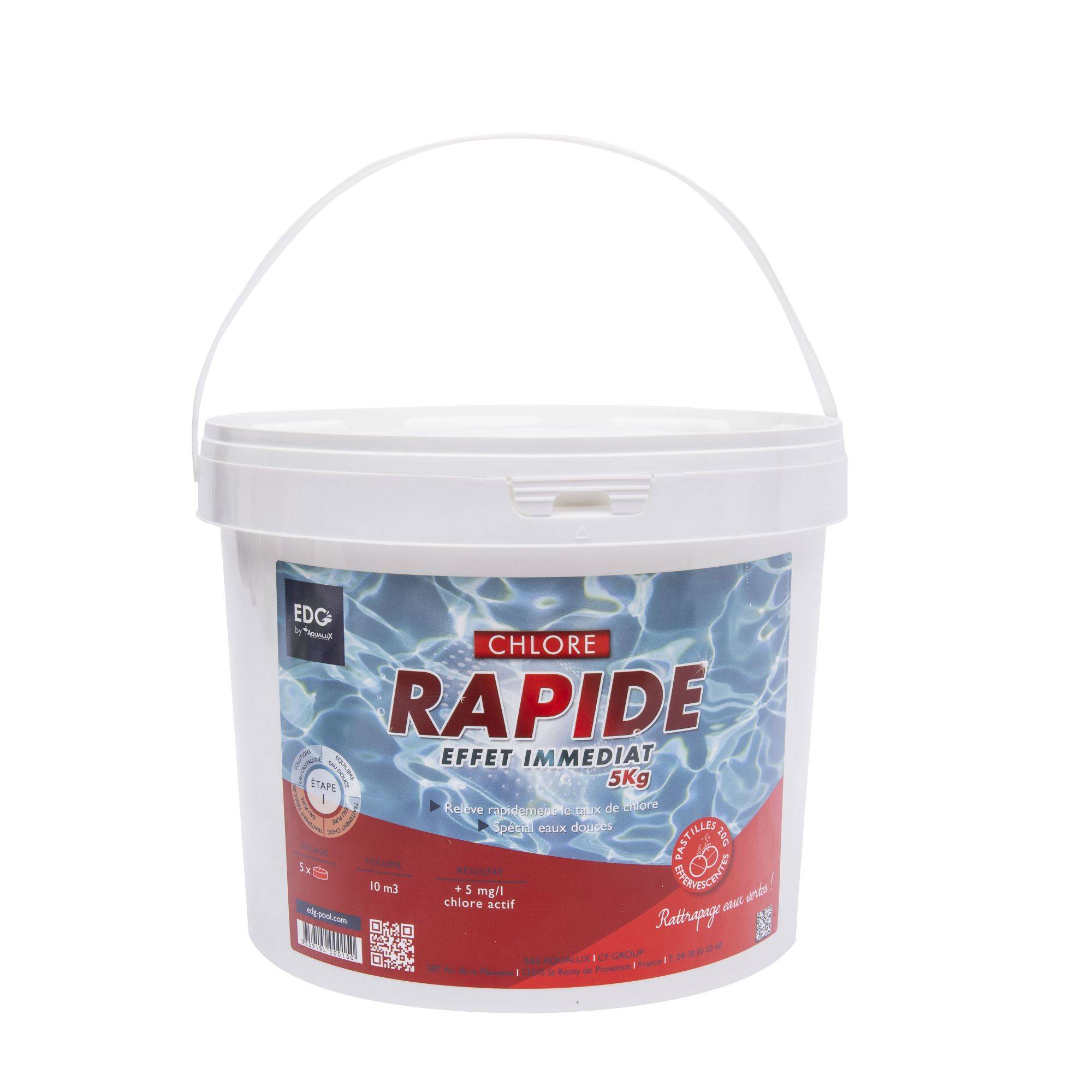 Aqualux - Chlore rapide, pastilles 20G, seau de 5KG, EDG, pour stabilisation du PH - AQUALUX - 200015 - Image 4