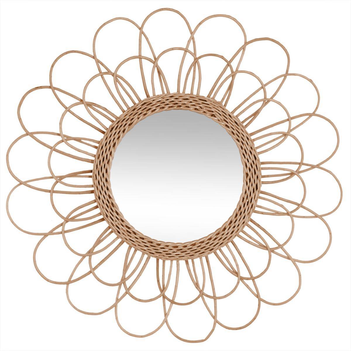 Atmosphera - Miroir "Fleur" rotin D56cm - Atmosphera Créateur d'intérieur - Image 1