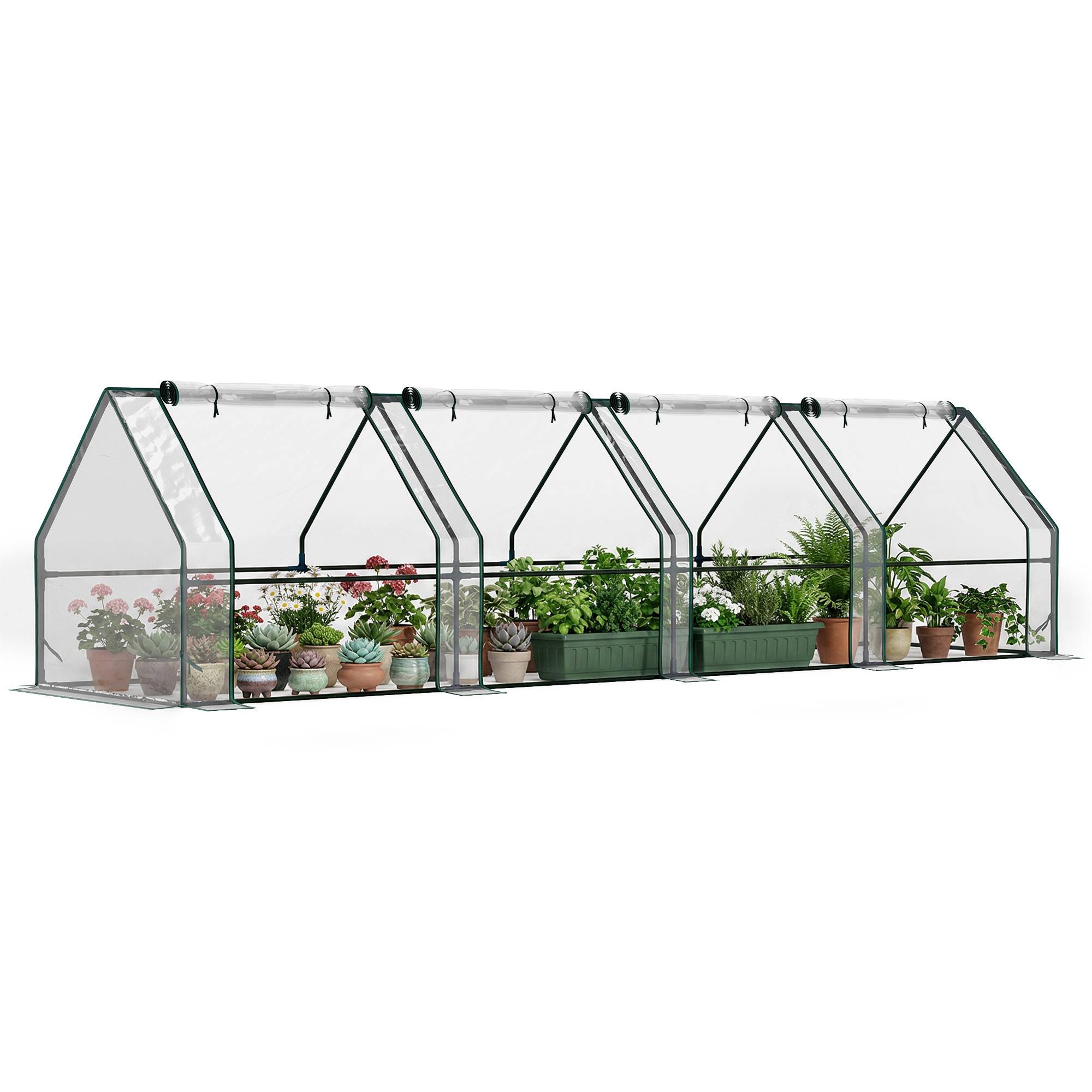 ComfortXL - Mini serre de jardin acier et PE transparent 360 x 90 x 90 cm pour semis et potager 4 portes - ComfortXL Outdoor Living - Image 1