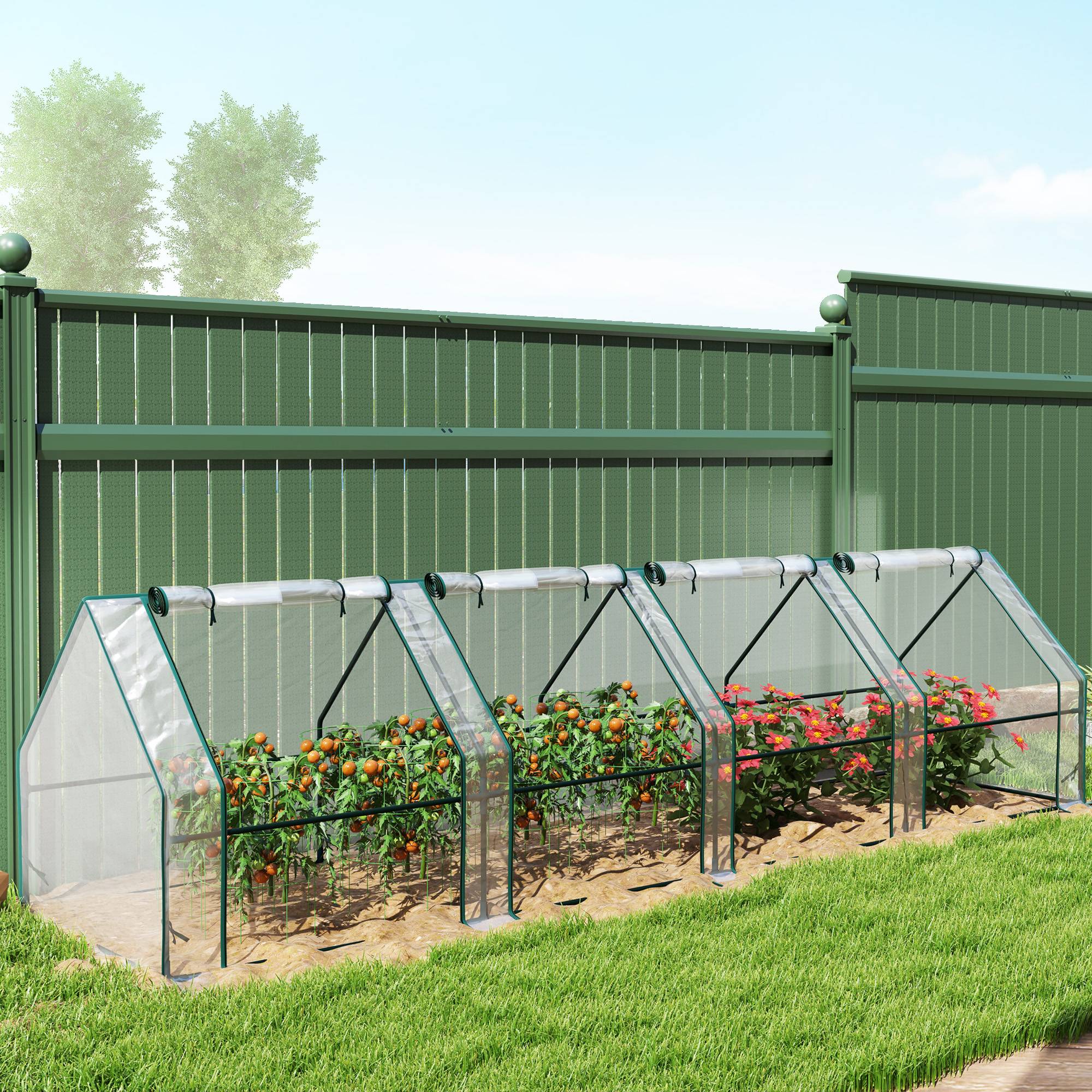 ComfortXL - Mini serre de jardin acier et PE transparent 360 x 90 x 90 cm pour semis et potager 4 portes - ComfortXL Outdoor Living - Image 10