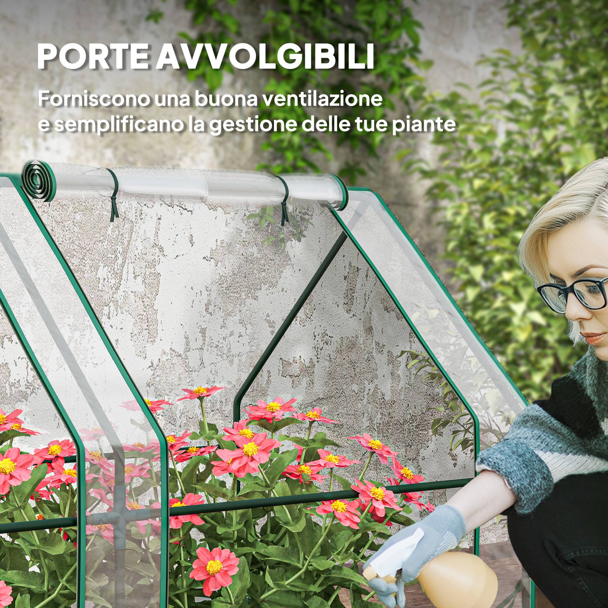 ComfortXL - Mini serre de jardin acier et PE transparent 360 x 90 x 90 cm pour semis et potager 4 portes - ComfortXL Outdoor Living - Image 9