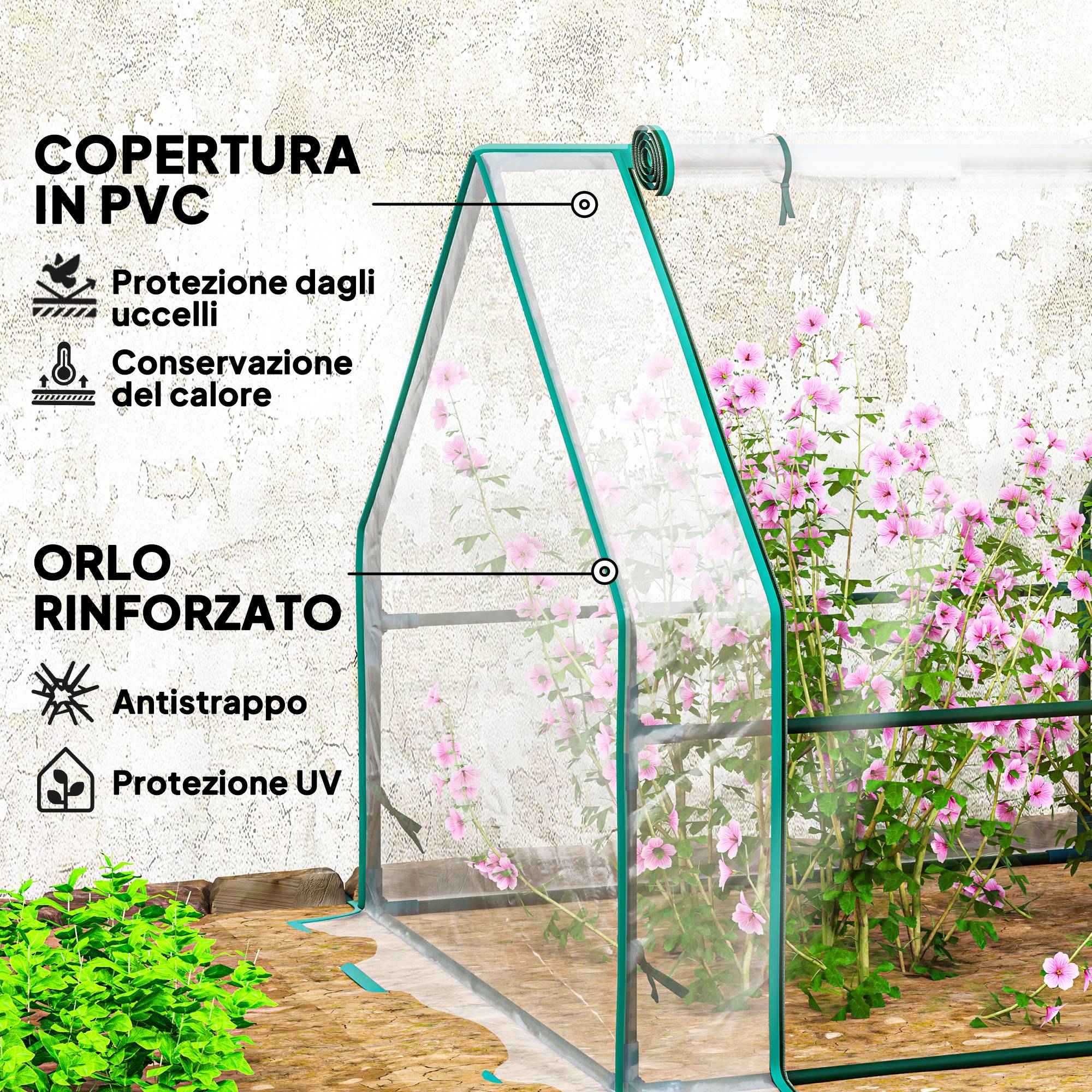 ComfortXL - Mini serre de jardin acier et PE transparent 360 x 90 x 90 cm pour semis et potager 4 portes - ComfortXL Outdoor Living - Image 6