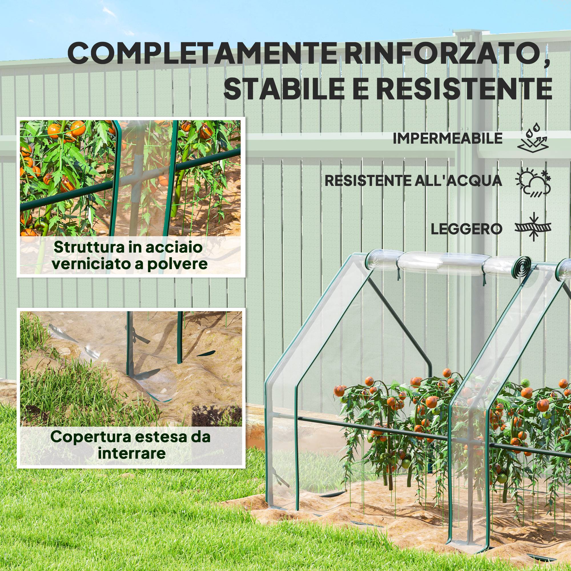 ComfortXL - Mini serre de jardin acier et PE transparent 360 x 90 x 90 cm pour semis et potager 4 portes - ComfortXL Outdoor Living - Image 7
