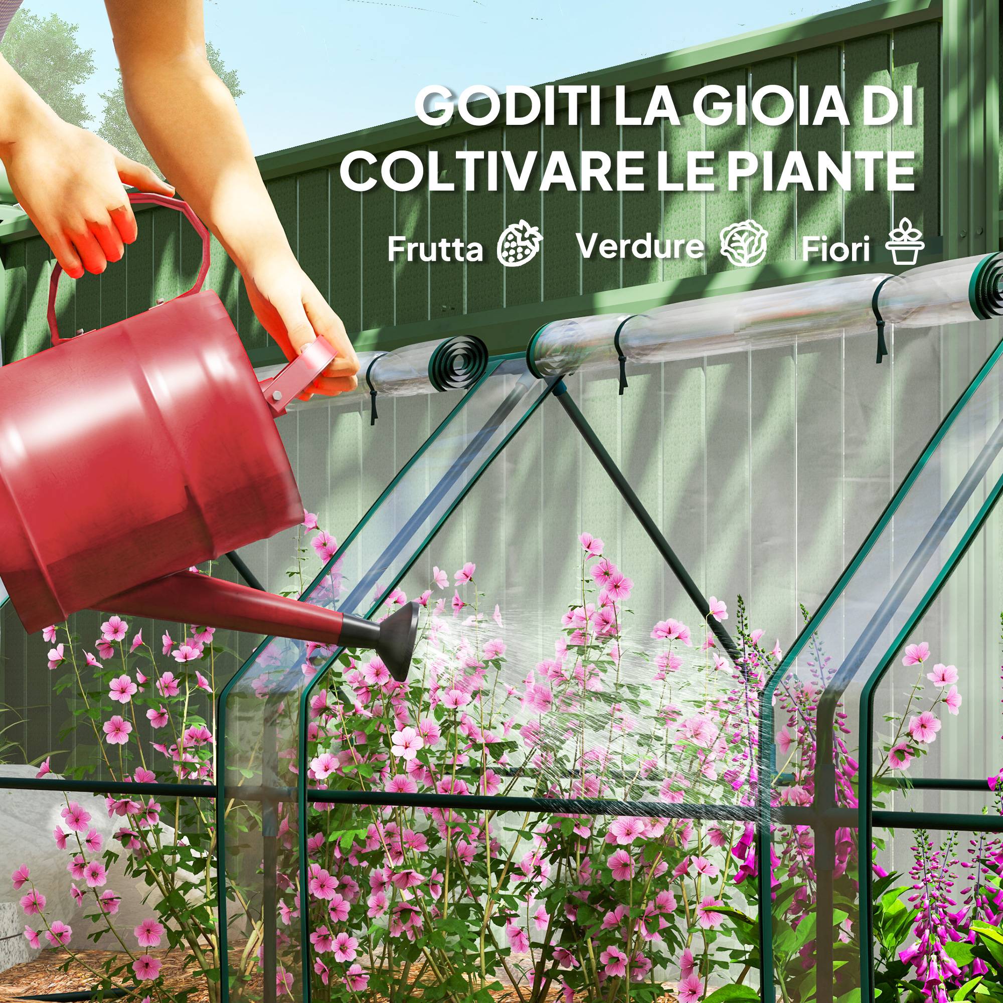ComfortXL - Mini serre de jardin acier et PE transparent 360 x 90 x 90 cm pour semis et potager 4 portes - ComfortXL Outdoor Living - Image 8