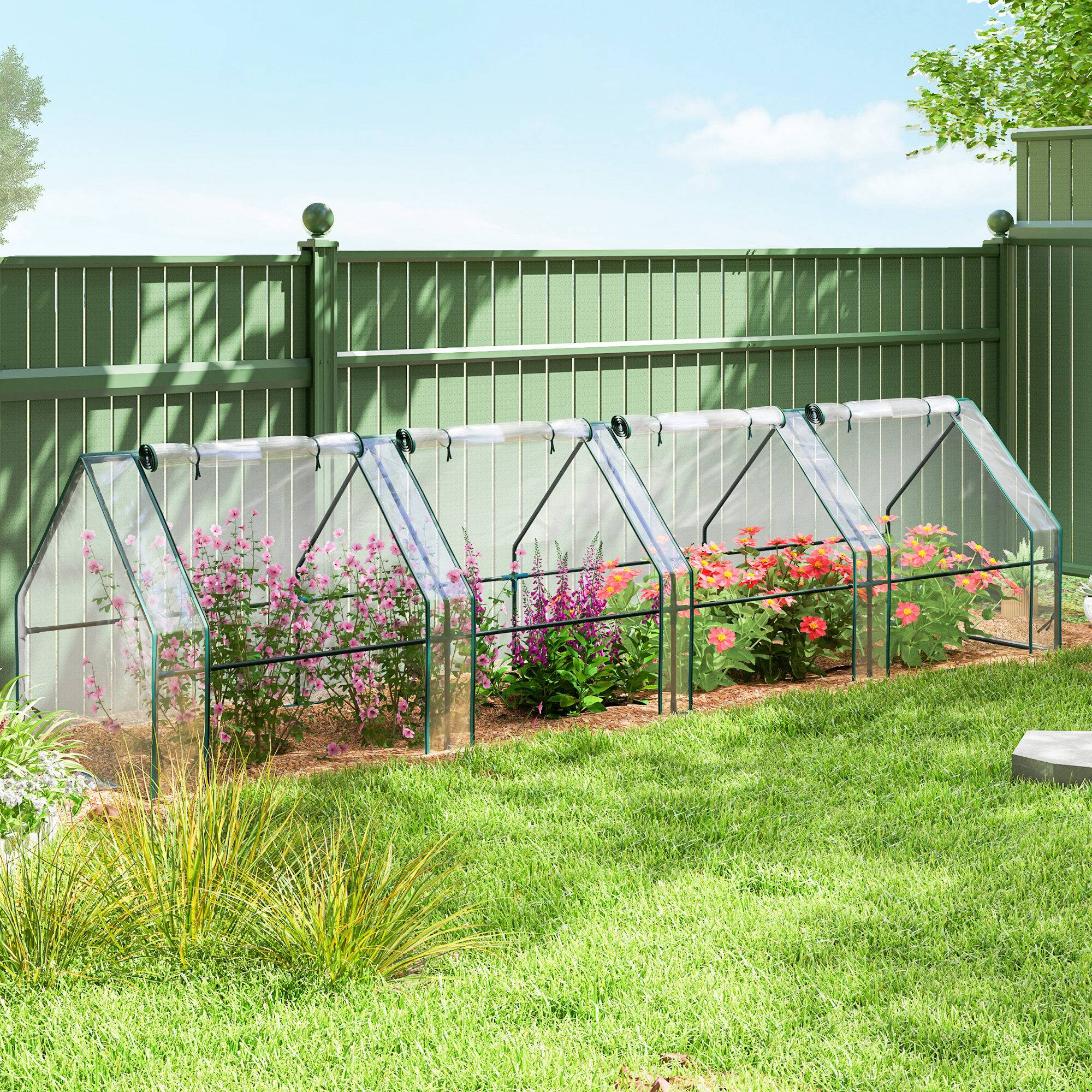 ComfortXL - Mini serre de jardin acier et PE transparent 360 x 90 x 90 cm pour semis et potager 4 portes - ComfortXL Outdoor Living - Image 4