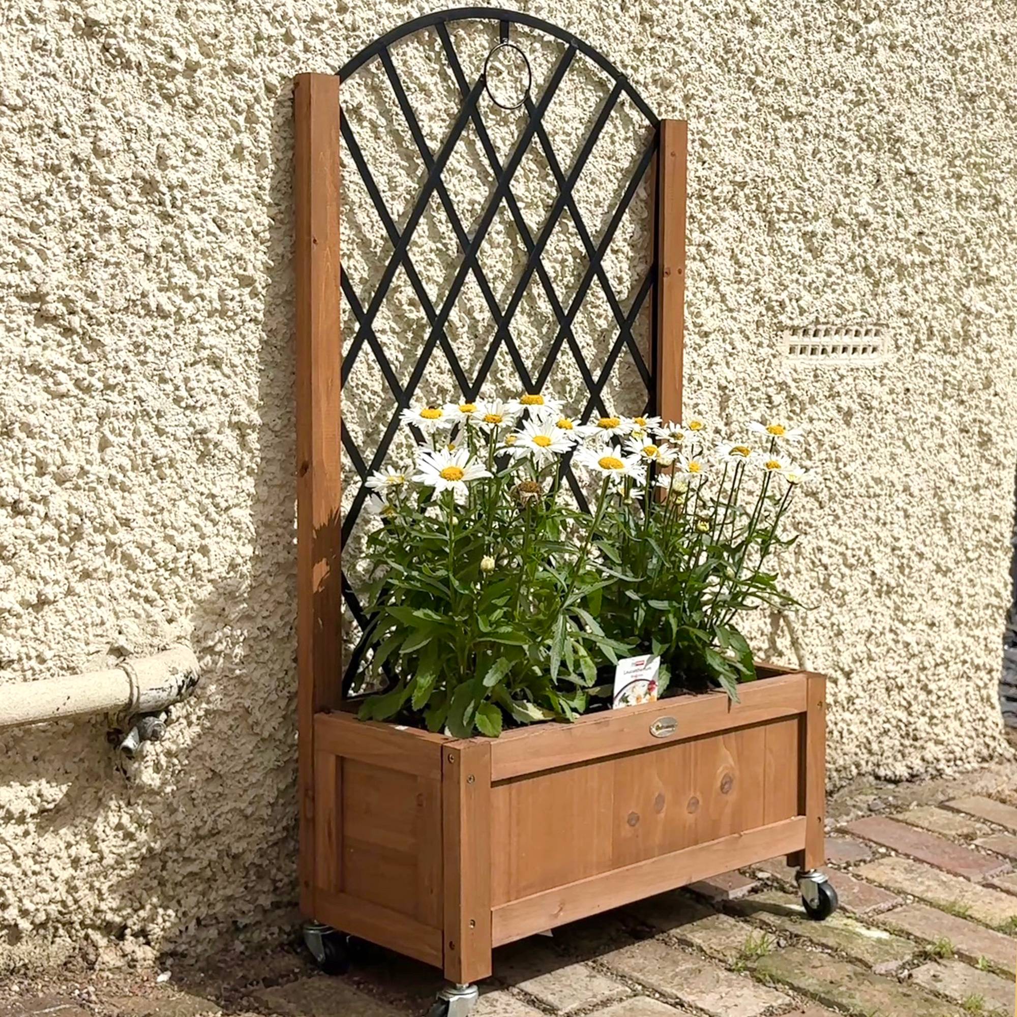 Lot de 2 jardinières bois et métal marron 52 x 25 x 97 cm - PANGIVO - Image 10