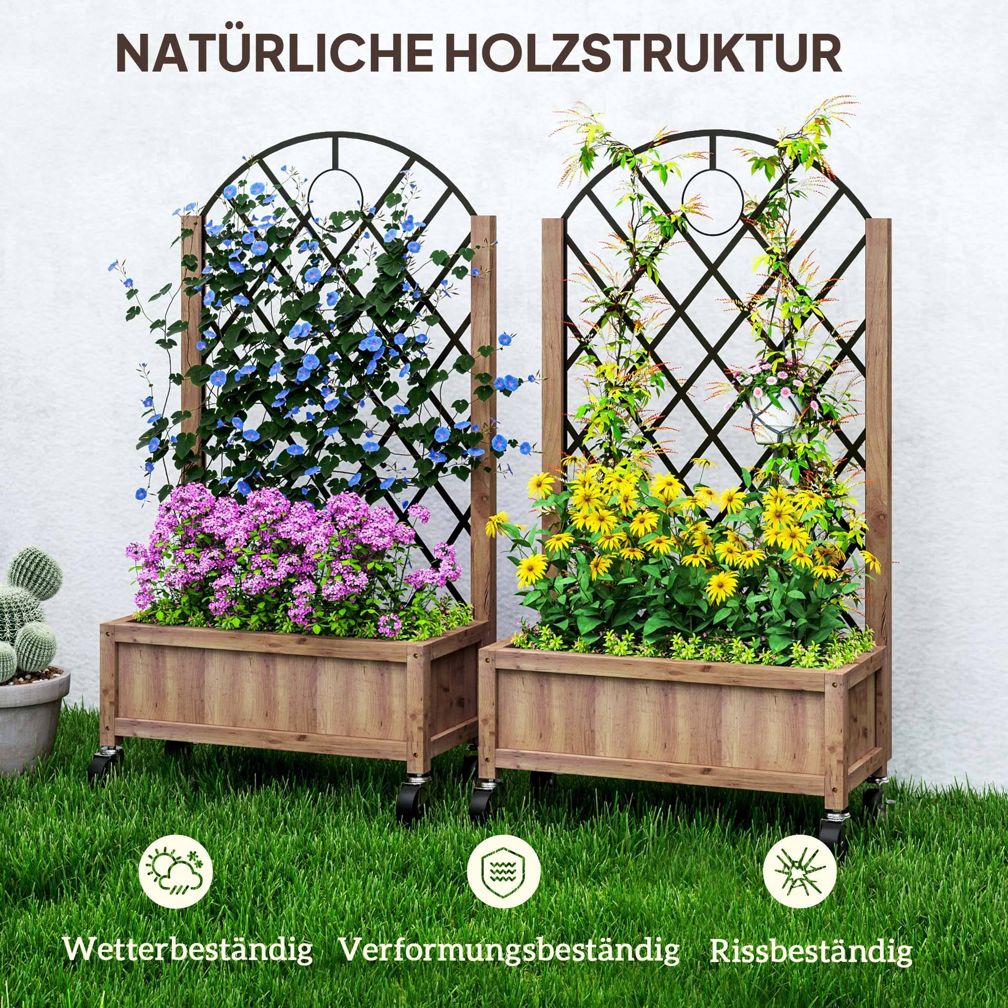 Lot de 2 jardinières bois et métal marron 52 x 25 x 97 cm - PANGIVO - Image 9