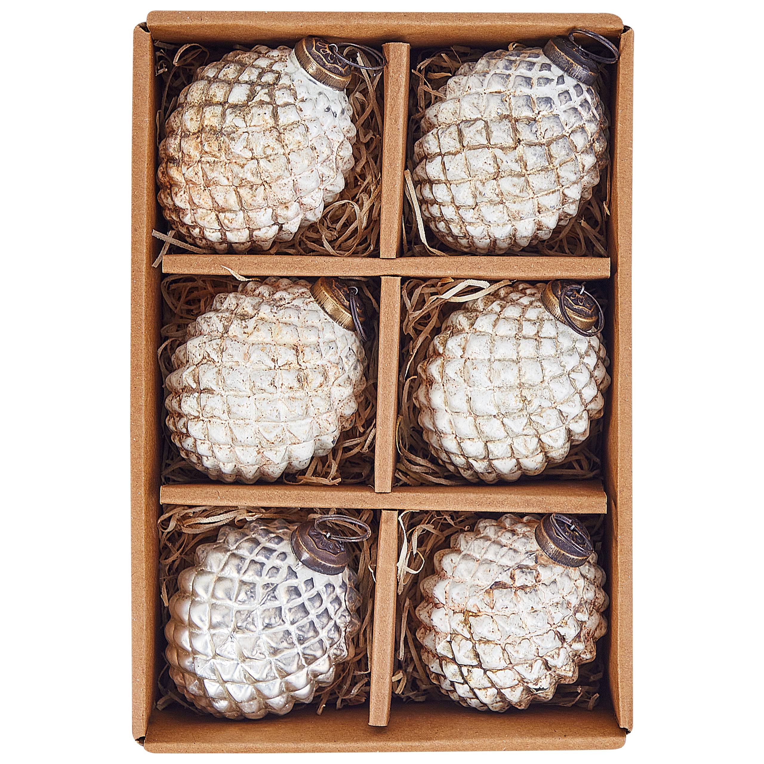 Beliani - Boules de Noël Verre Blanc cassé LAITON - Beliani - Image 4