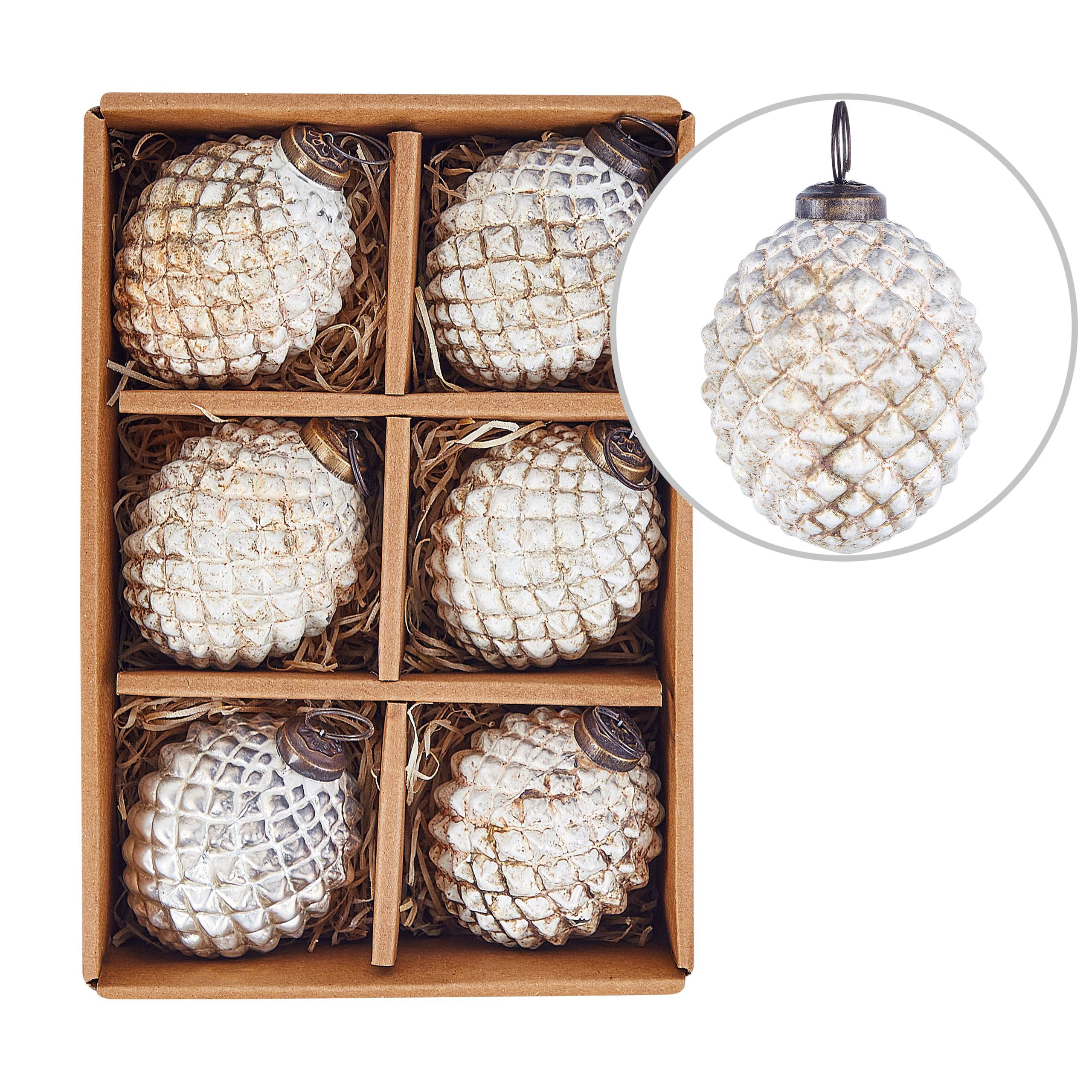 Beliani - Boules de Noël Verre Blanc cassé LAITON - Beliani - Image 2