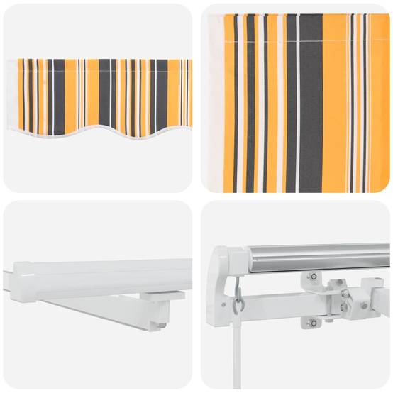 Store Banne Manuel avec Éclairage LED Toile et Acier pour Jardin et Patio Multicolore 450x300 cm – ComfortXL Outdoor Living - Image 8