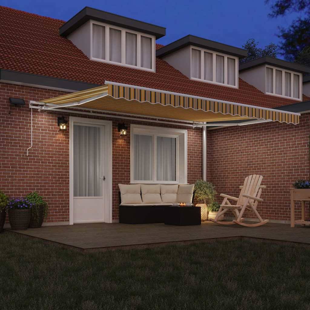 Store Banne Manuel avec Éclairage LED Toile et Acier pour Jardin et Patio Multicolore 450x300 cm – ComfortXL Outdoor Living - Image 3