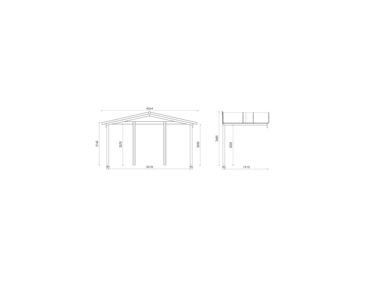 Altanka - Abri de jardin en bois - 4x4 m + terrasse avec balustrade et avant-toit en bois - 24 m2 - DOM611+DOM617+DOM545+POD04 - ALTANKA - Image 8