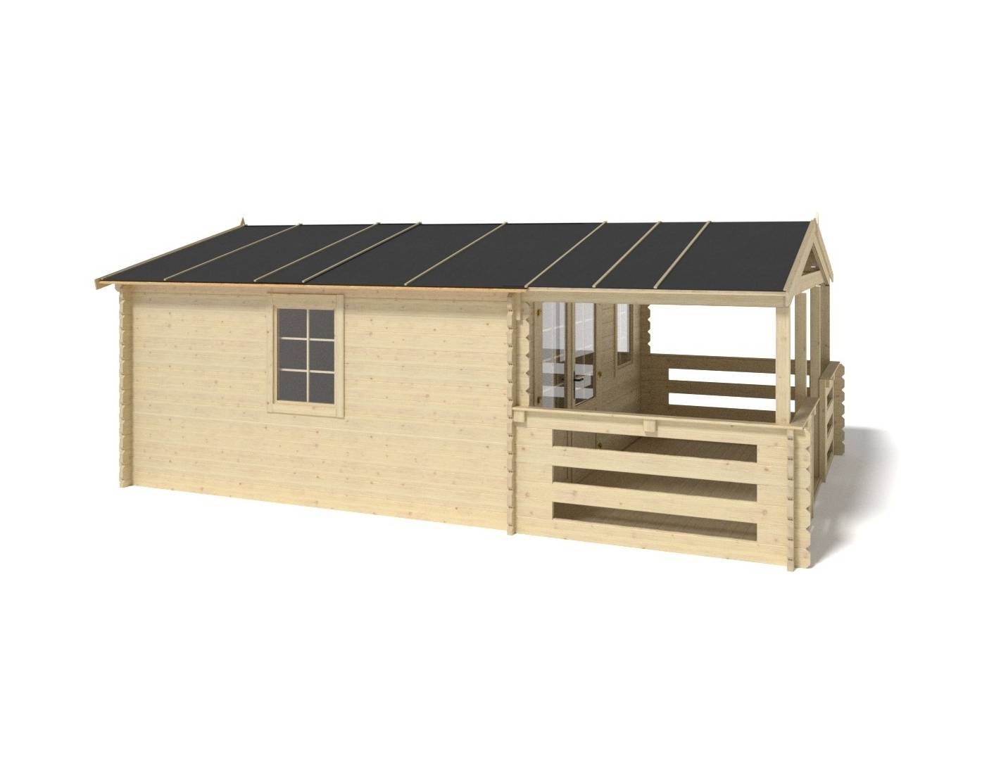 Altanka - Abri de jardin en bois - 4x4 m + terrasse avec balustrade et avant-toit en bois - 24 m2 - DOM611+DOM617+DOM545+POD04 - ALTANKA - Image 4