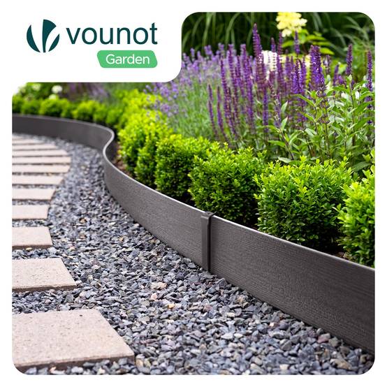 Vounot - Bordure de jardin haute flexible en PE 20m avec 12 piquets gris - hauteur 8cm - epaisseur 3mm - Image 2