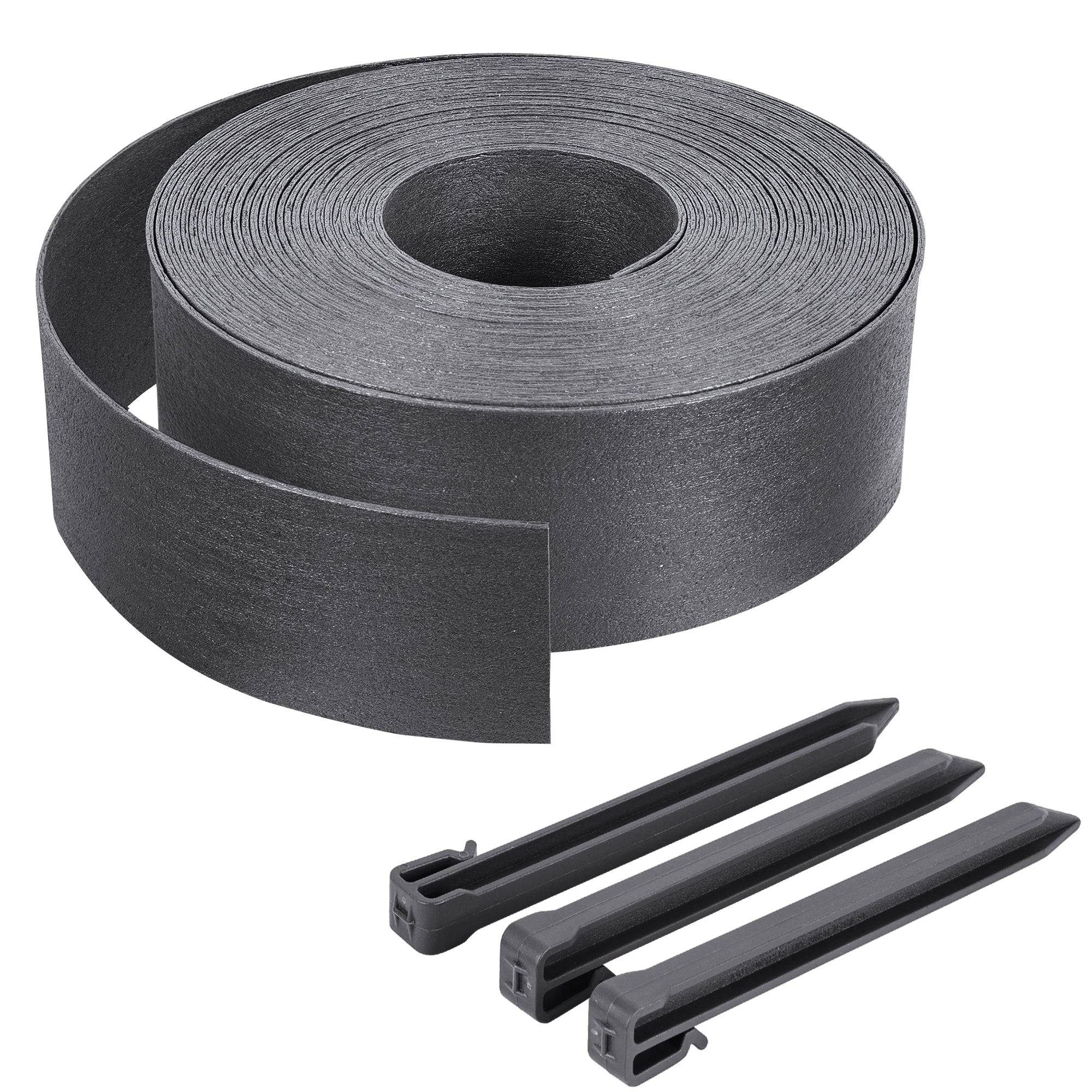Vounot - Bordure de jardin haute flexible en PE 20m avec 12 piquets gris - hauteur 8cm - epaisseur 3mm - Image 1