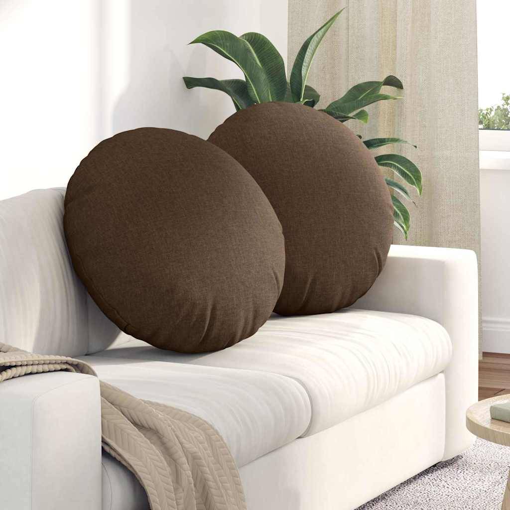 Coussins de Siège Ronds (Lot de 2) en Tissu Durable avec Housses Lavables pour Déco Intérieure Marron Ø80 cm – ComfortXL Outdoor Living - Image 1